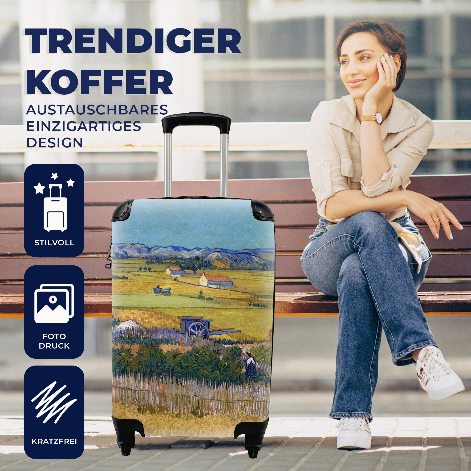 van 4 Die Rollen, Handgepäck MuchoWow mit Trolley, Ferien, rollen, Reisetasche für - Ernte Gogh, Vincent Handgepäckkoffer Reisekoffer