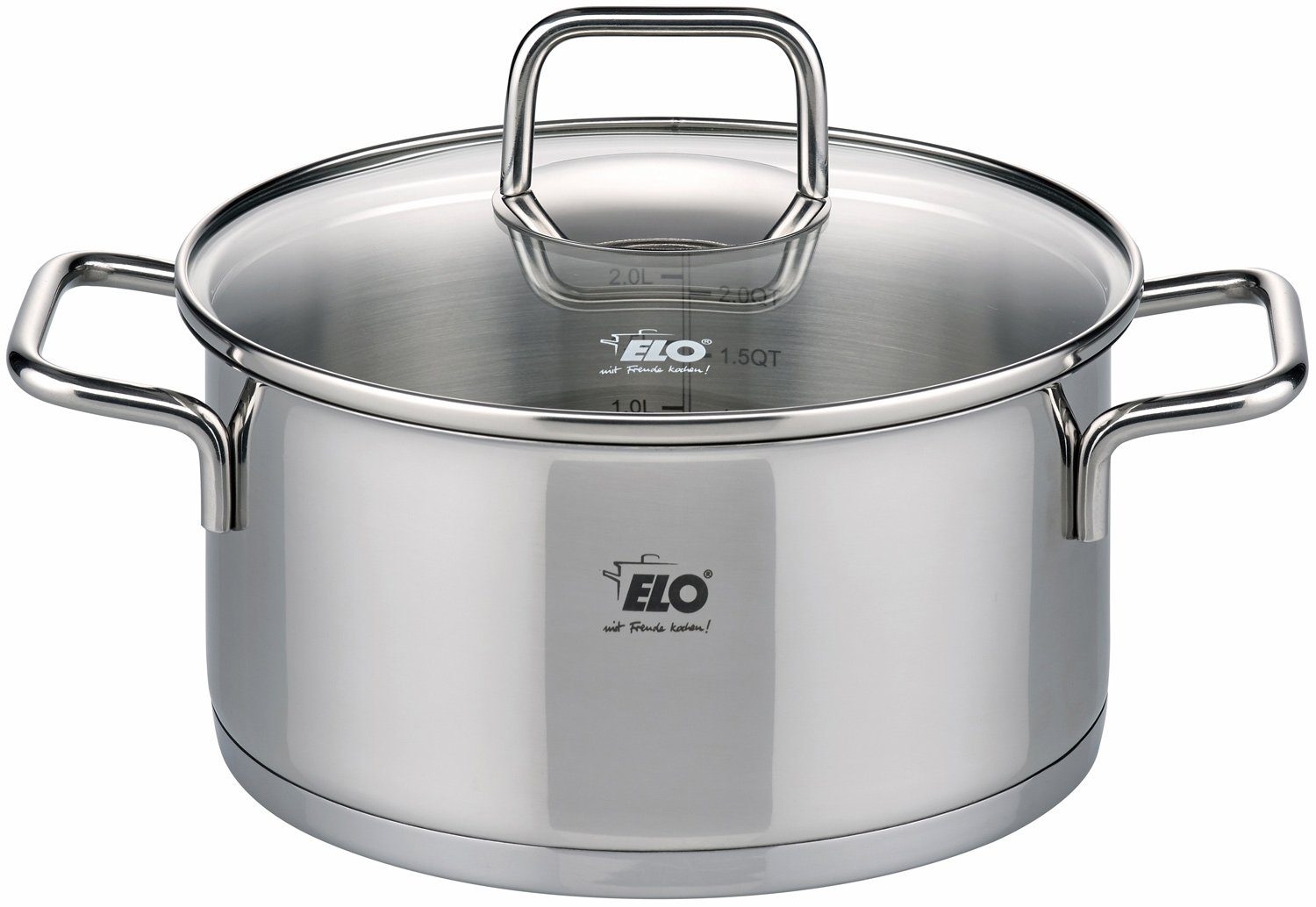 Elo Bratentopf CITRIN, Silberfarben, Ø 20 cm, mit Literskala, Edelstahl, alle Herdarten geeignet