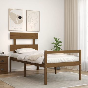 furnicato Bett Seniorenbett mit Kopfteil 100x200 cm Honigbraun Massivholz