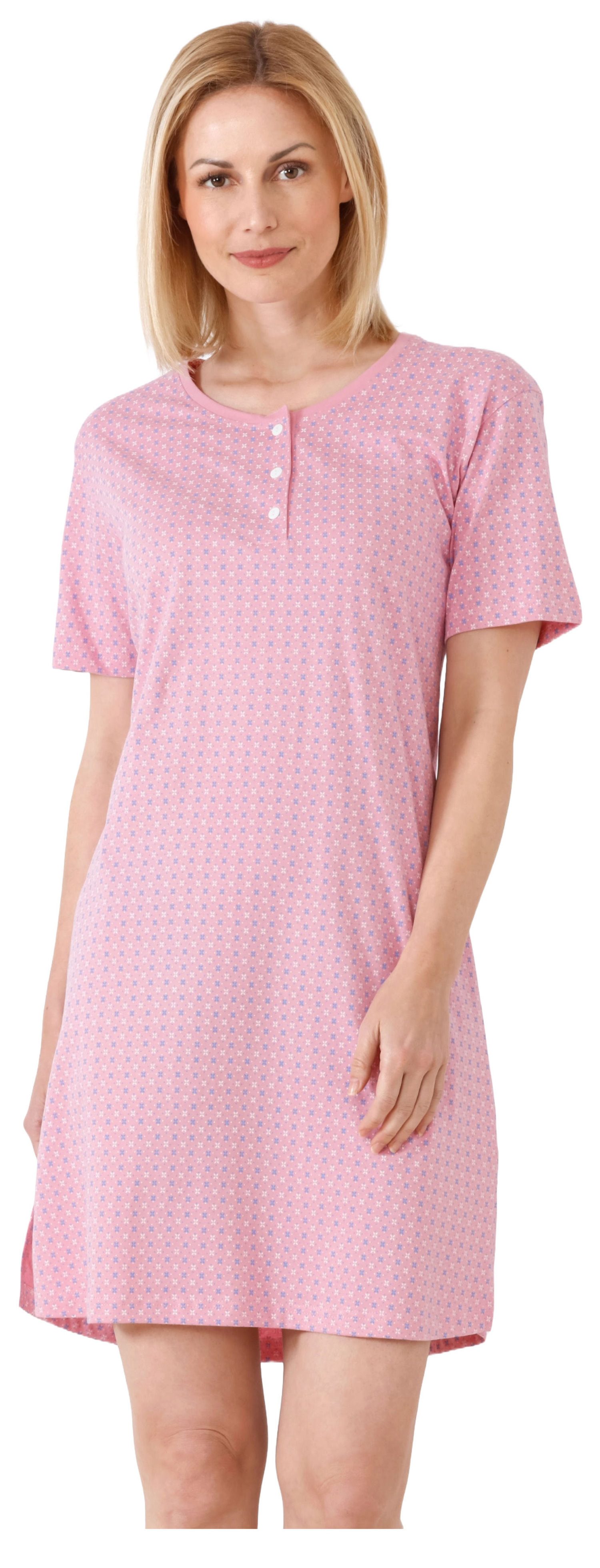 Hajo Nachthemd Damen Schlafshirt mit kurzem Arm (1-tlg) Baumwolle