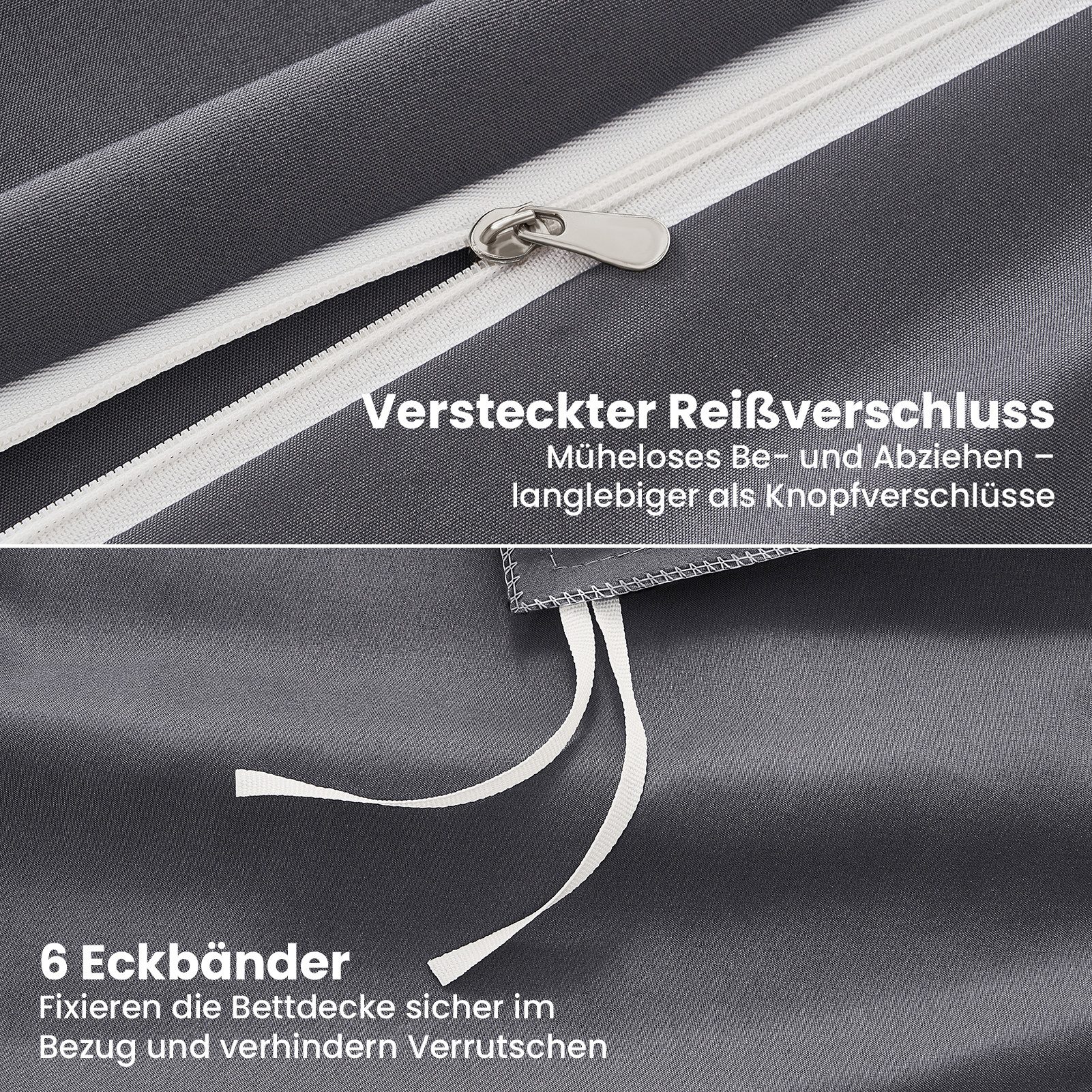 Topfinel Bettwäsche 135 x 200 4 teilig Leicht flanell mit reißverschluss kühlend bügelfrei, 90g/m² Flanell und Mikrofaser, 3 teilig, bettwäsche 240 x 220 sale e – Bild 5 von 5