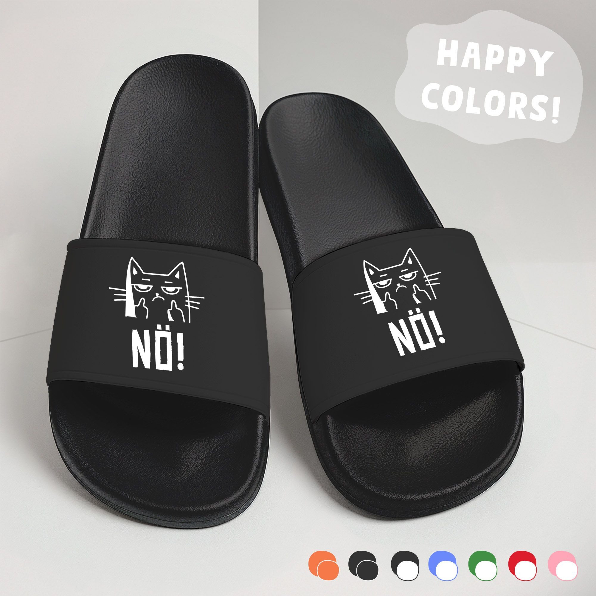 MoonWorks Lustige Badelatschen mit Katze und Spruch – Witzige Schlappen für günstig online kaufen