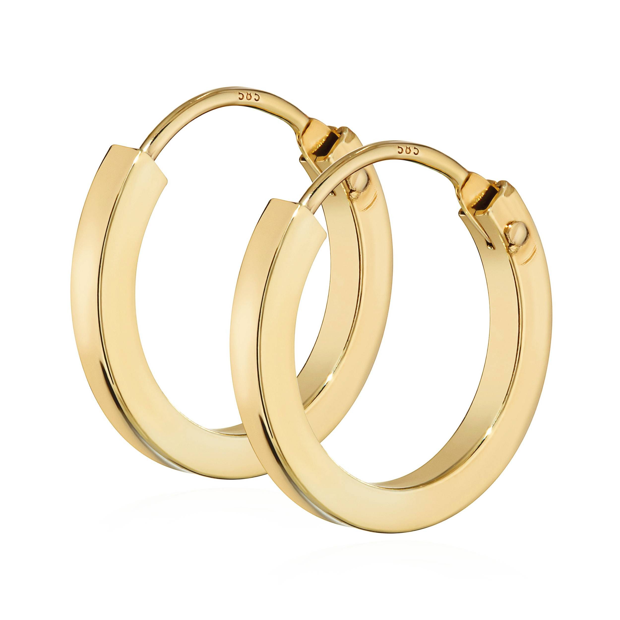 Paar Creolen Paar 585 Gelb Gold Creole Ohrringe Ohrschmuck Flac