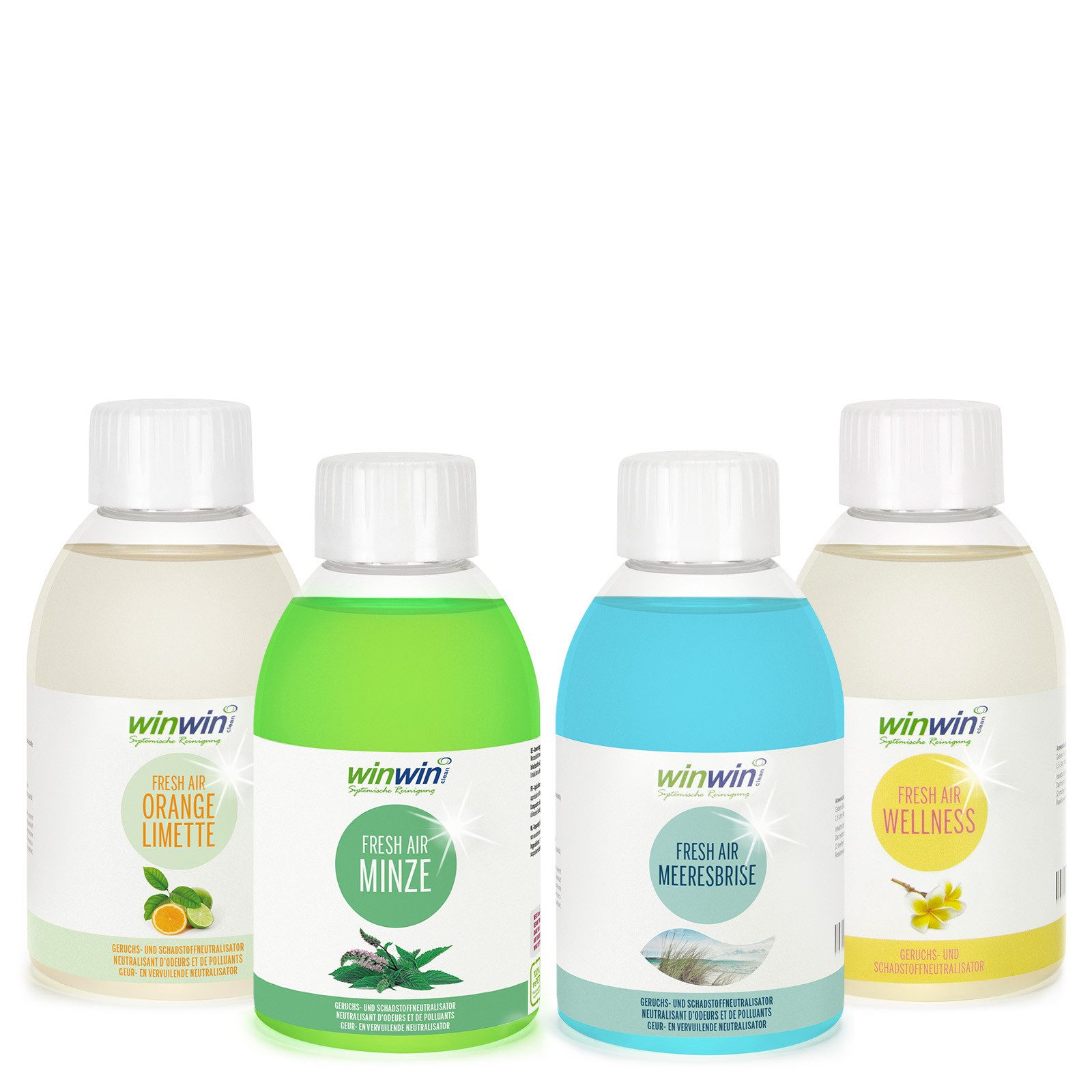 winwinCLEAN Raumduft fresh AIR SET 4x 250ml: Raumluft-Deo, Raumduft, Geruchsentferner (Spar Set, 4-St., 4x 250ml fresh AIR), Geruchsentferner,Geruchsneutralisierer,Luftreiniger,Raumluftdeo