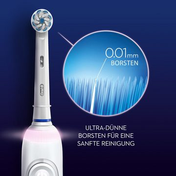 Oral-B Elektrische Zahnbürste Smart Sensitiv, Aufsteckbürsten: 1 St., bestehend aus 1 elektrischen Zahnbürste mit Ladestation, visuelle-Andruck-Kontrolle, App, Coaching, Echtzeit