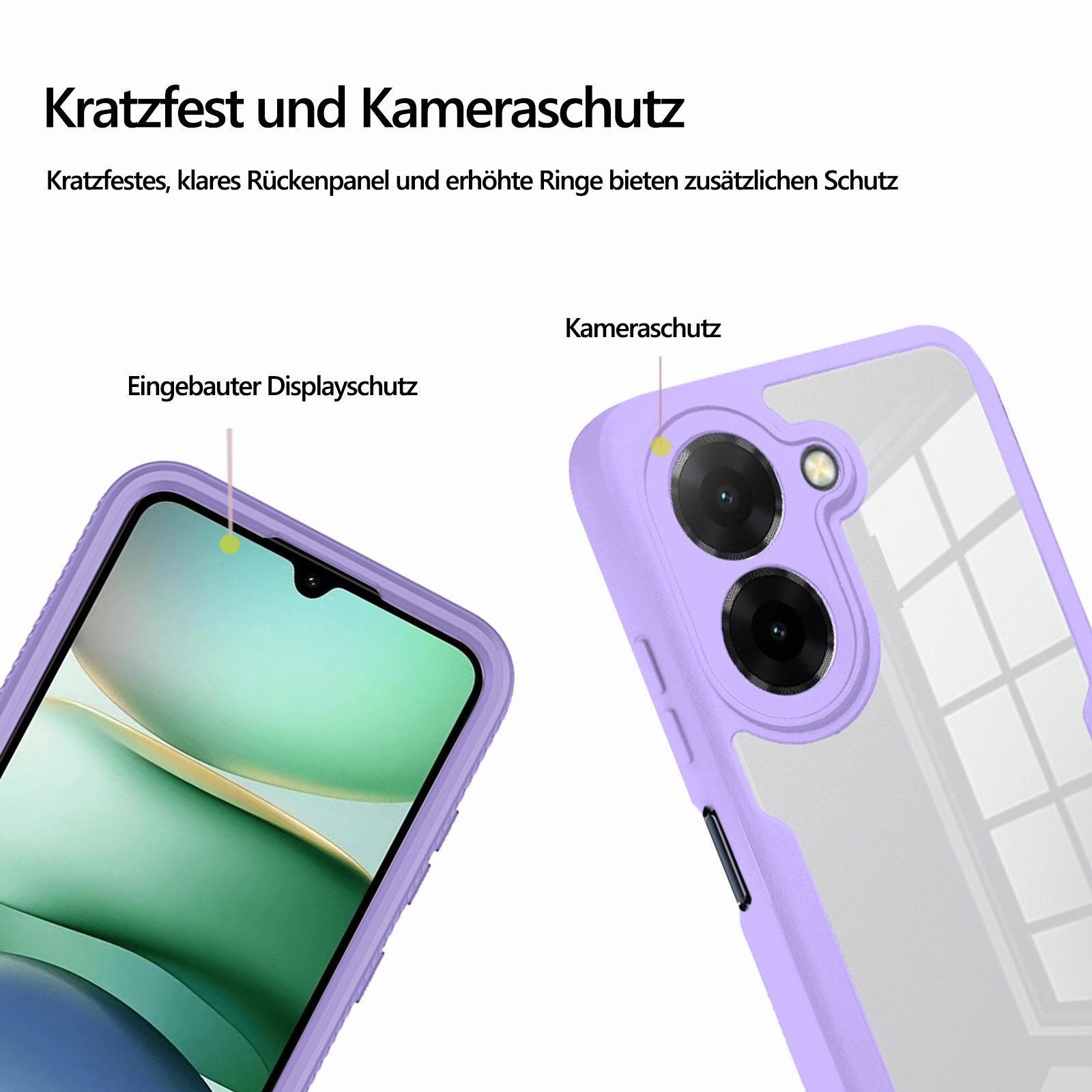betterfon Handyhülle für Xiaomi Redmi A5 2-teiliges 360° TPU Schutzcase, Rundumschutz mit integrierter Displayabdeckung und klarer Sicht – Bild 5 von 5