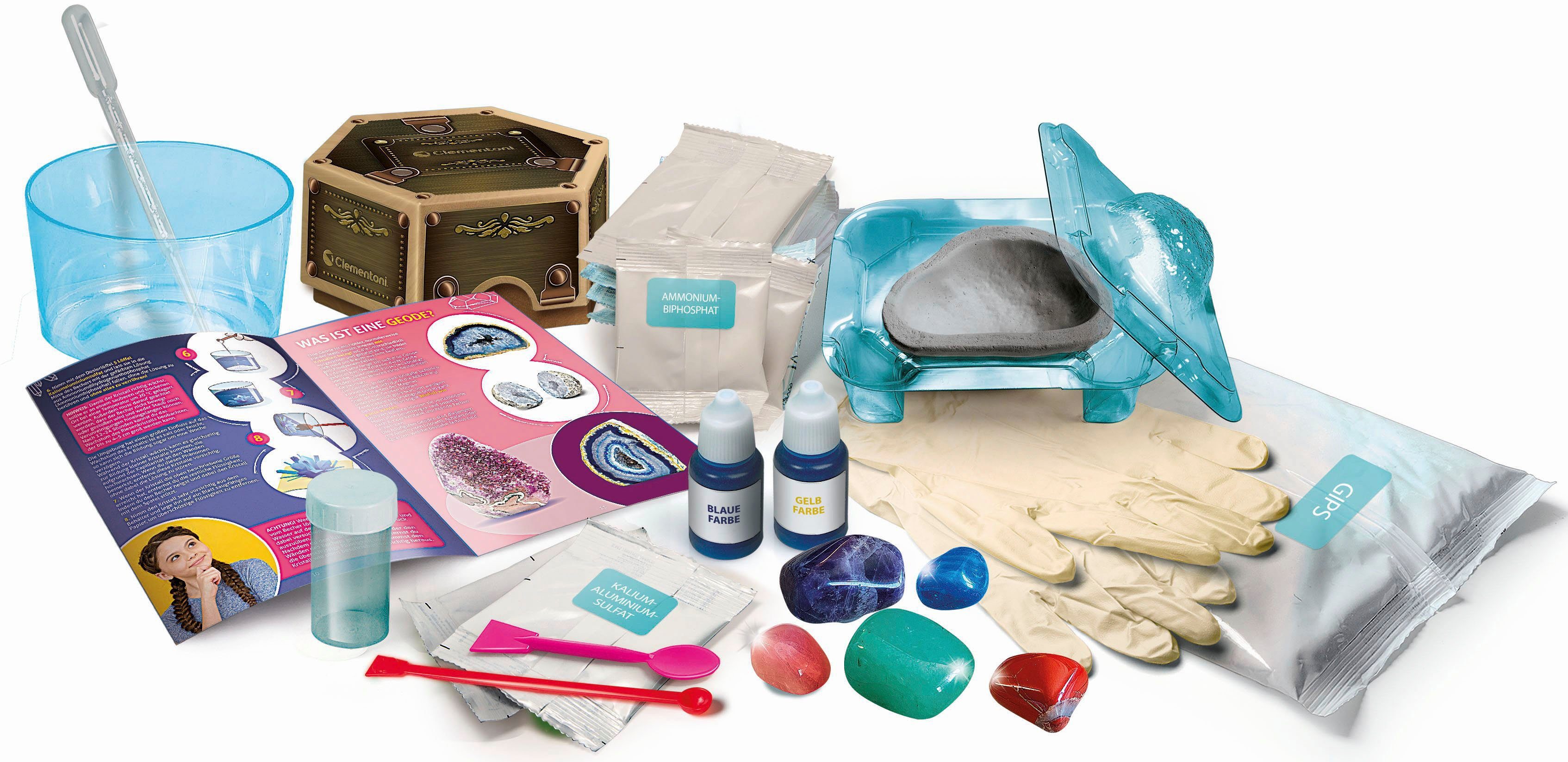 Clementoni® Experimentierkasten Galileo, Kristalle und Edelsteine Deluxe, Made in Europe