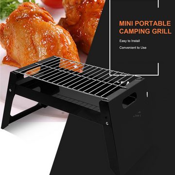 Beyamis Holzkohlegrill Kleiner Outdoor-Klappgrill in Schwarz, geeignet für 4-6 Personen