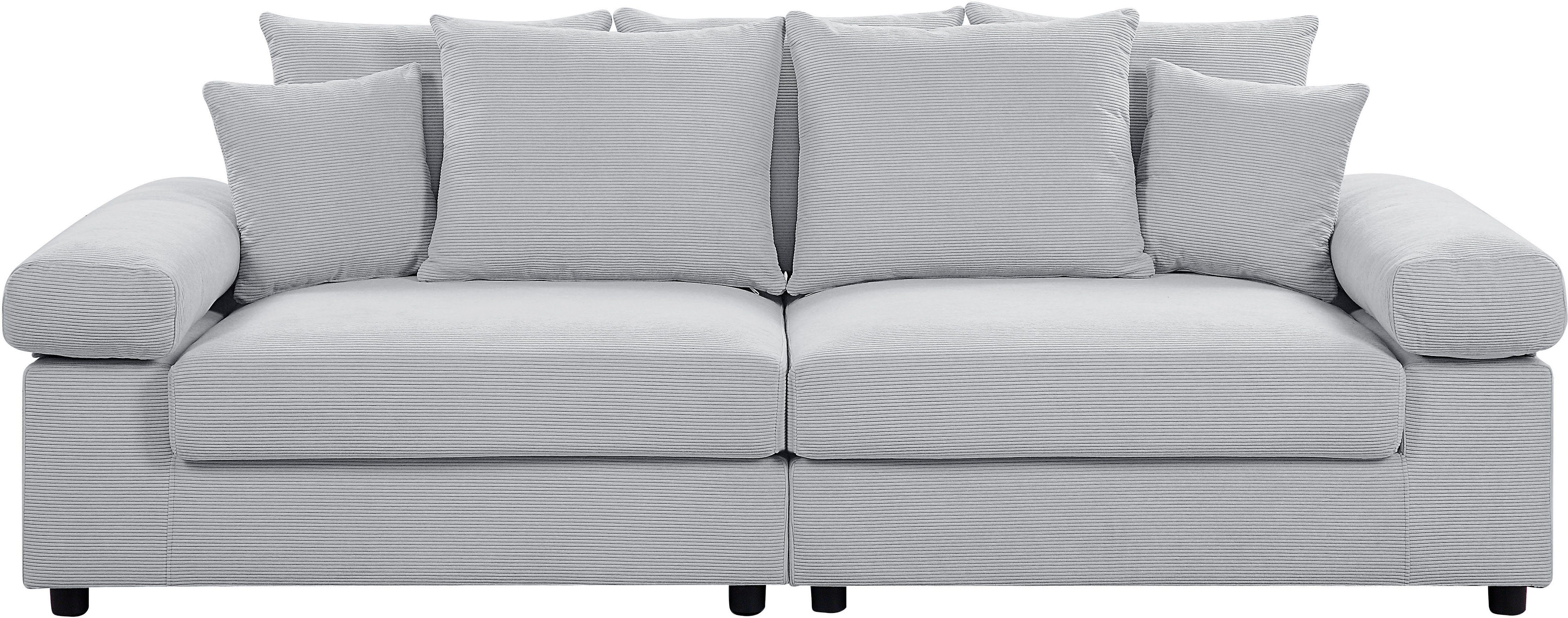 Bjoern, Cord-Bezug, XXL-Sitzfläche, frei Big-Sofa stellbar Raum mit Federkern, grau mit collection home im ATLANTIC
