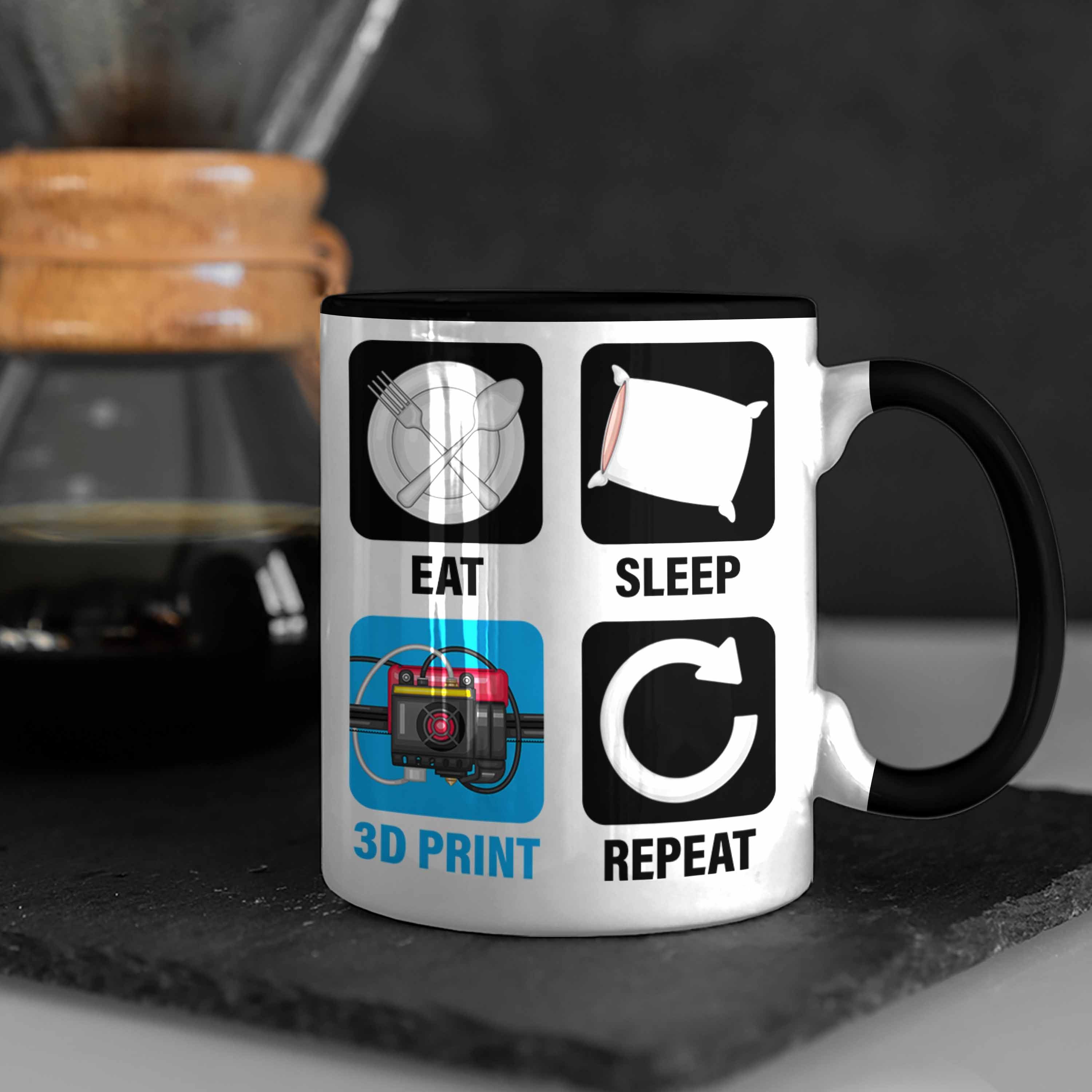 3D Print 3D Geschenk Repeat 3D Eat Tasse Printing für Trendation Schwarz Drucker Tasse Mä Sleep