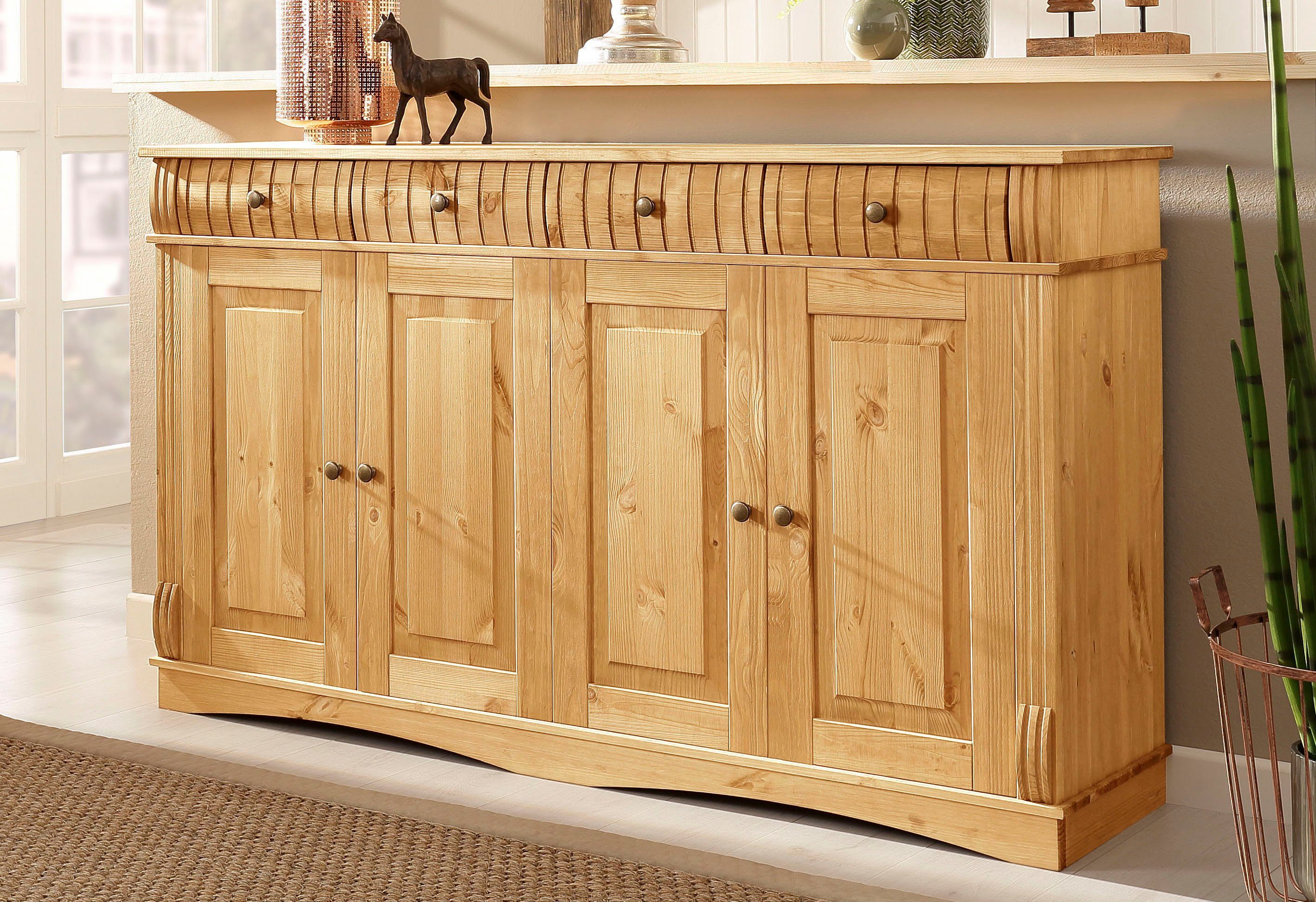 Home affaire Sideboard Teresa, Kommode, 4-türig, Breite 152 cm, aus massiver Kiefer, FSC®