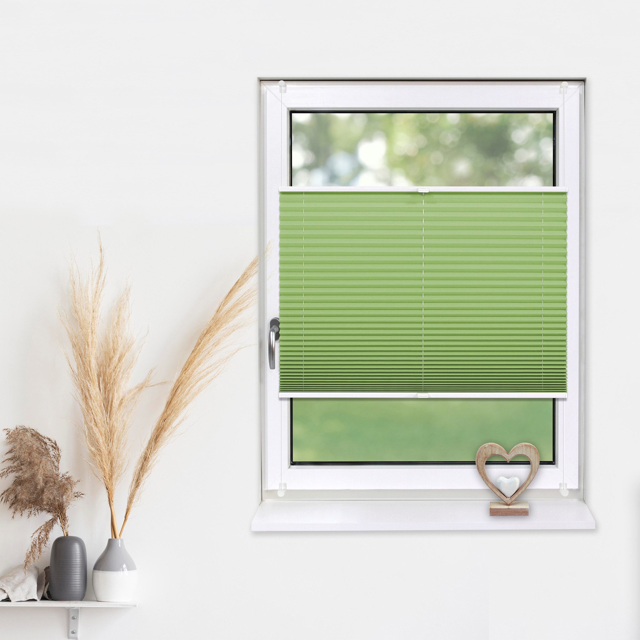 Deco-Raum Plissee Basic, blickdicht, Klemmträger, auf dem Fenster-/Türrahmen, Klemmfix, einfache Montage, in verschiedenen Farben und Größen ohne Bohren