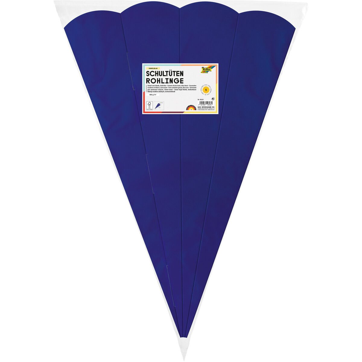Folia Schultüte Schultüten Rohling - 68 cm sechseckig dunkelblau 5er Pack.