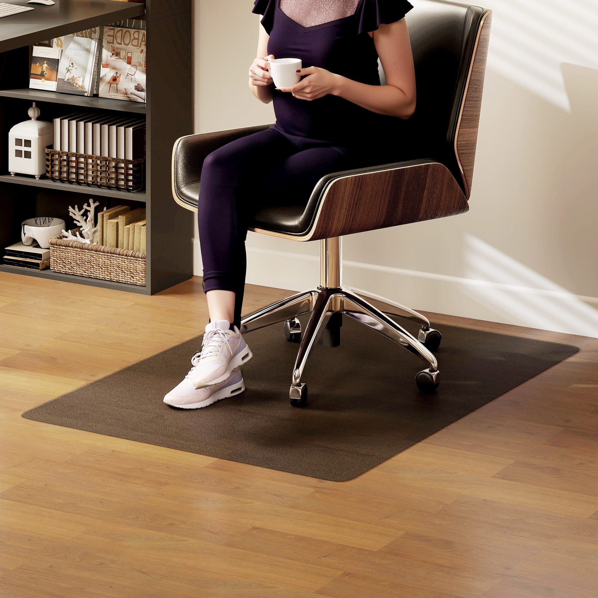 HOMCOM Bodenschutzmatte Bürostuhl Unterlage, Schwarz, Gr. 90 cm x 120 cm x 1 mm, Kunststoff