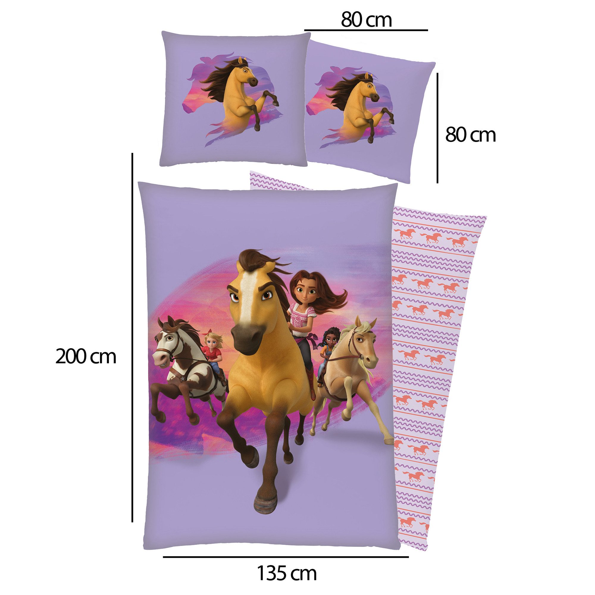 BERONAGE Kinderbettwäsche Spirit Untamed Stay Wild Bettwäsche Biber / Flane günstig online kaufen