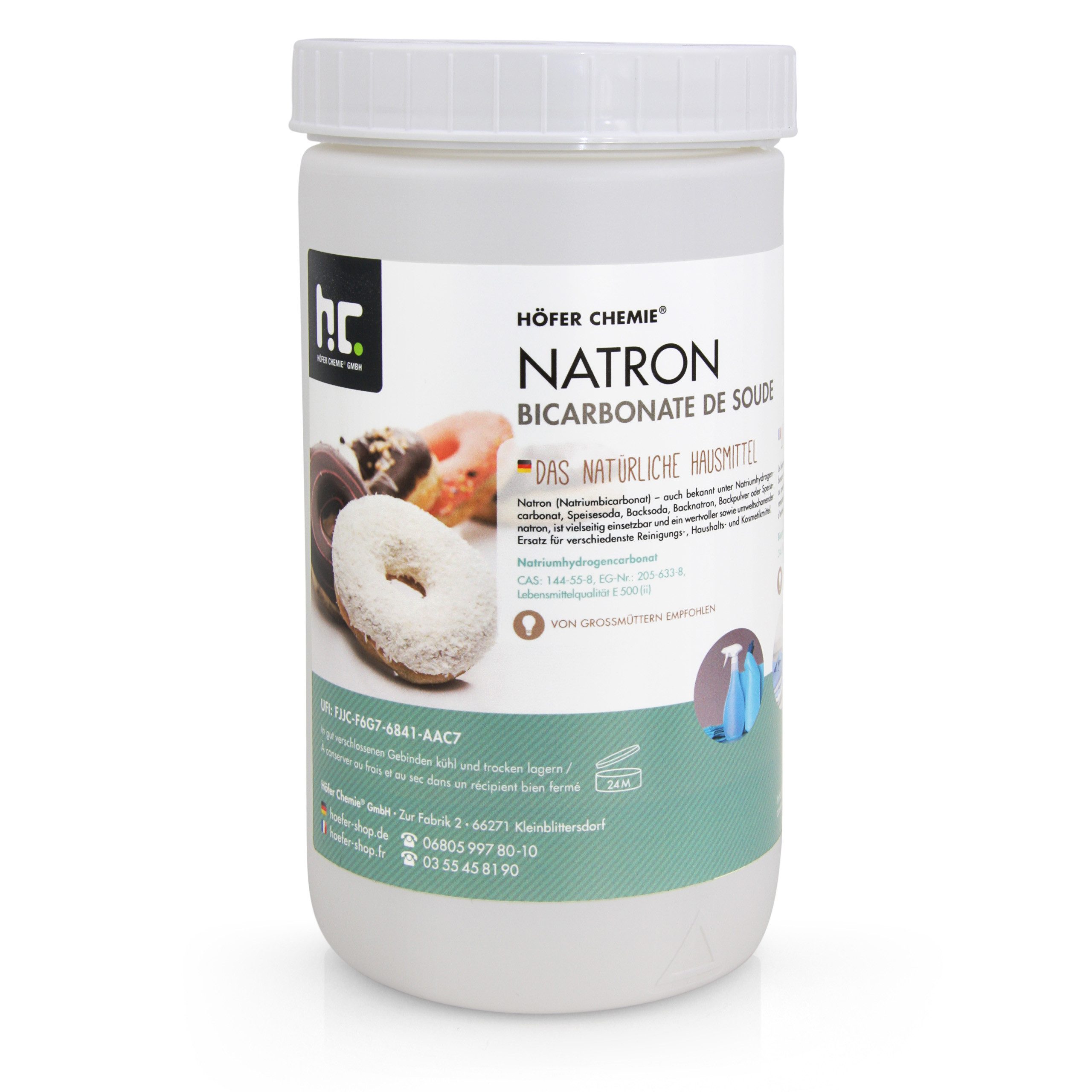 Höfer Chemie GmbH 1 kg Natron Backsoda Natriumhydrogencarbonat in Lebensmittelqualität Grundreiniger