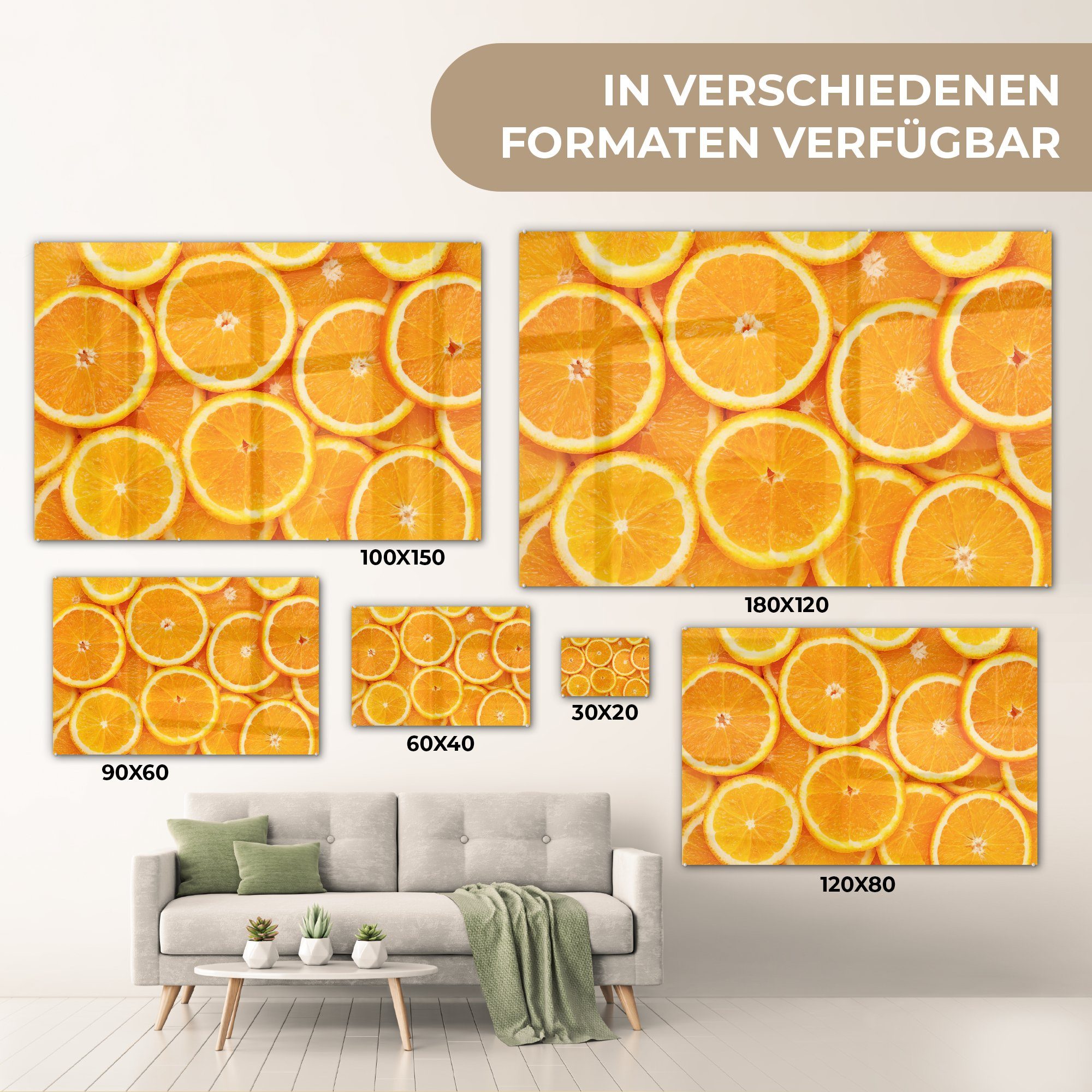 auf Glasbilder MuchoWow Orange Obst Foto - (1 Orange, Wandbild - - Bilder St), Acrylglasbild Glas - - Wanddekoration auf Glas