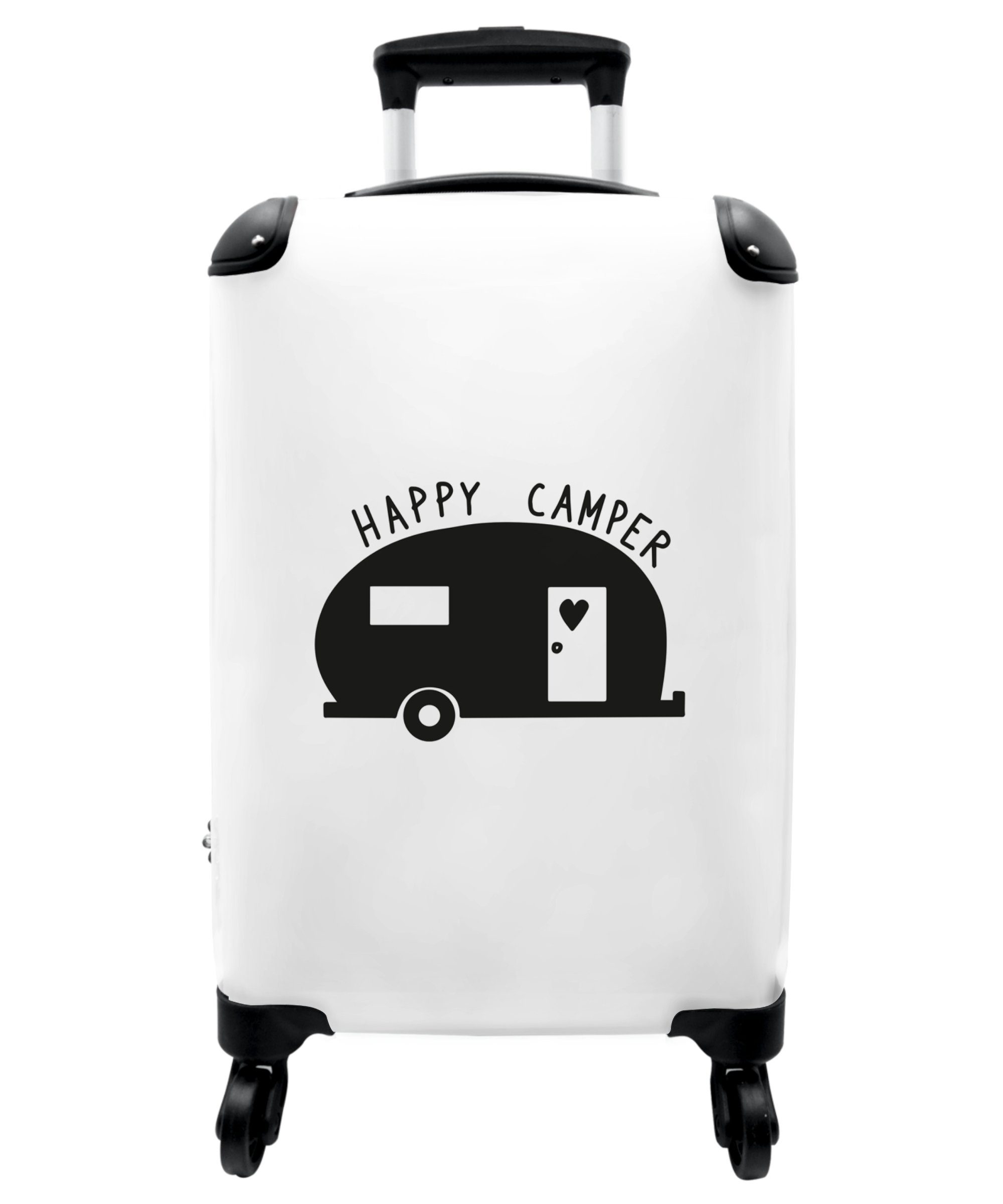 NoBoringSuitcases.com© Handgepäckkoffer Wohnwagen Cabin Schwarz Zitate mit 4 4 Handgepäck Reisekoffer - - Trolley - Weiß - Kleine Urlaub, Rollen, Rollen Rollkoffer 55x35x20cm 