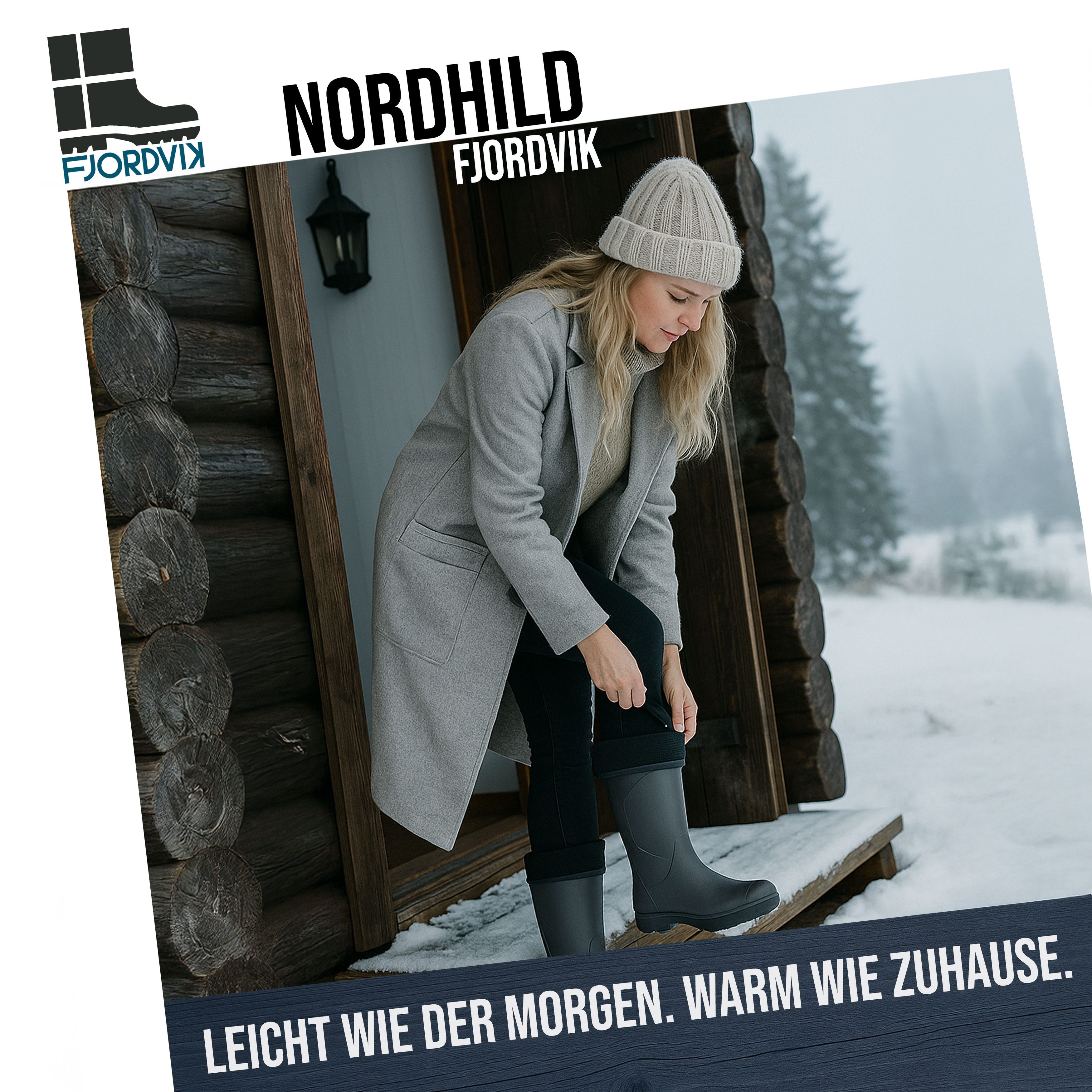 Fjordvik Nordhild EVA-Gummistiefel Damen – Wintertauglich Grau, Gr. 38 Gummistiefel (Flexible Damenstiefel für Gartenarbeit, Feuchtigkeit und Kälte) Beweglicher Schaft, sicherer Halt, komfortabel auf nassem Untergrund.