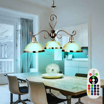 RGB LED Decken Leuchte braun weiß Dimmer Fernbedienung Glas Lampe Landhaus STil 