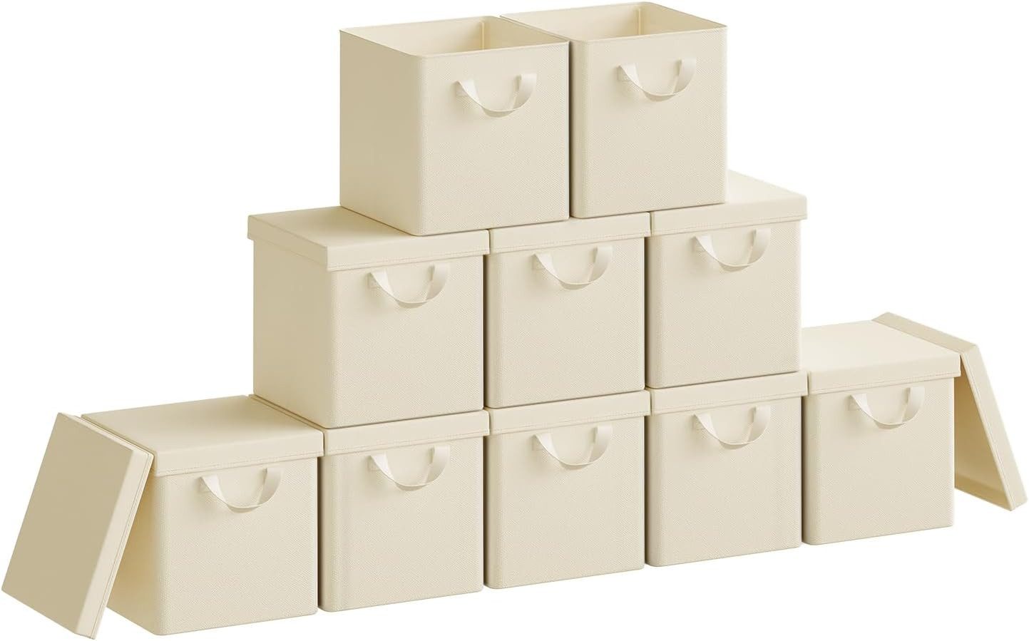 Woltu Aufbewahrungsbox (10 St), faltbare Stoffboxen 10 Stück, mit Griffen Metallrahmen