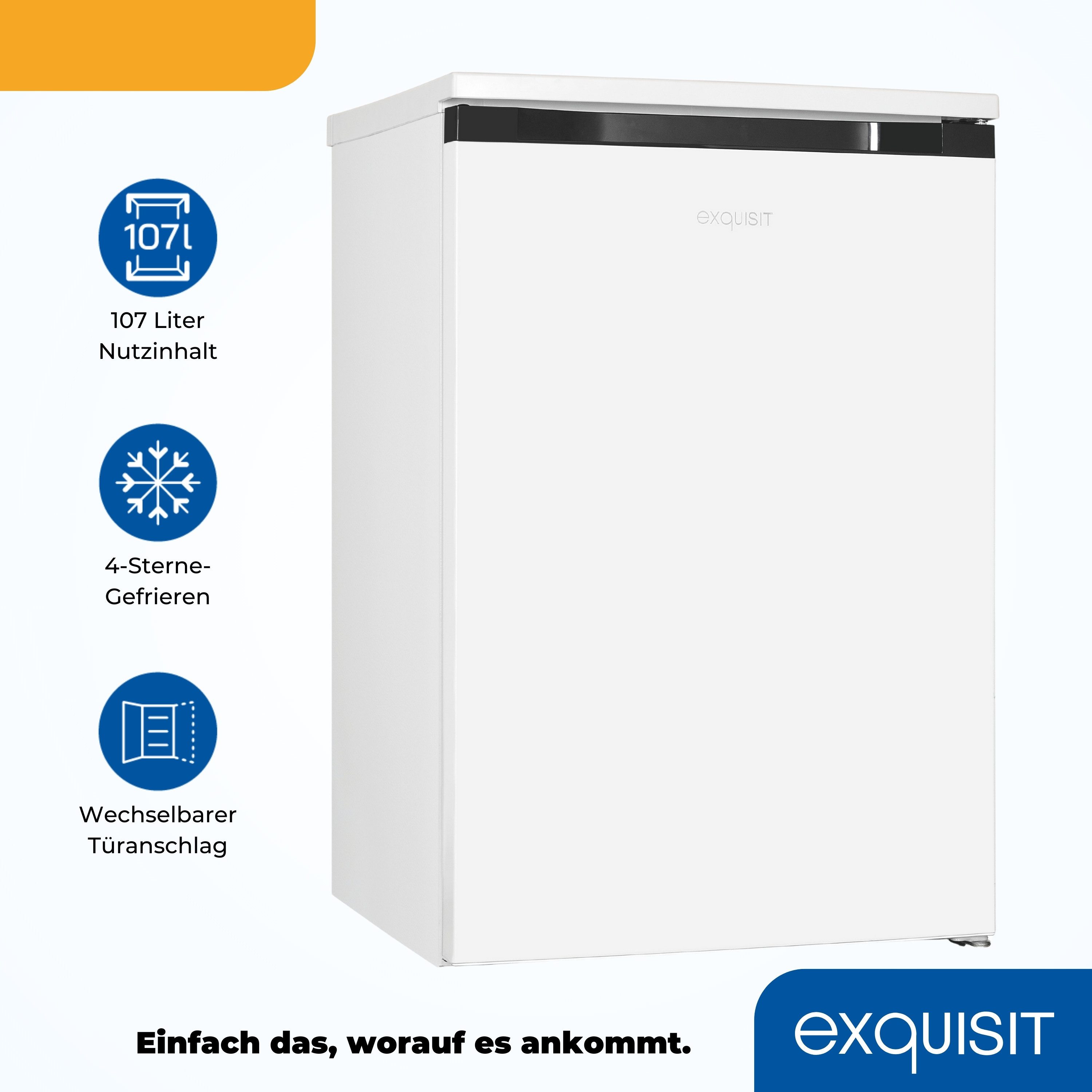 exquisit Kühlschrank KS15-4-051C weiss, 84,5 cm hoch, 54,9 cm breit, Flexibel & geräumig: 107 L Mini-Kühlschrank mit 4-Sterne Gefrierfach – Bild 4 von 5