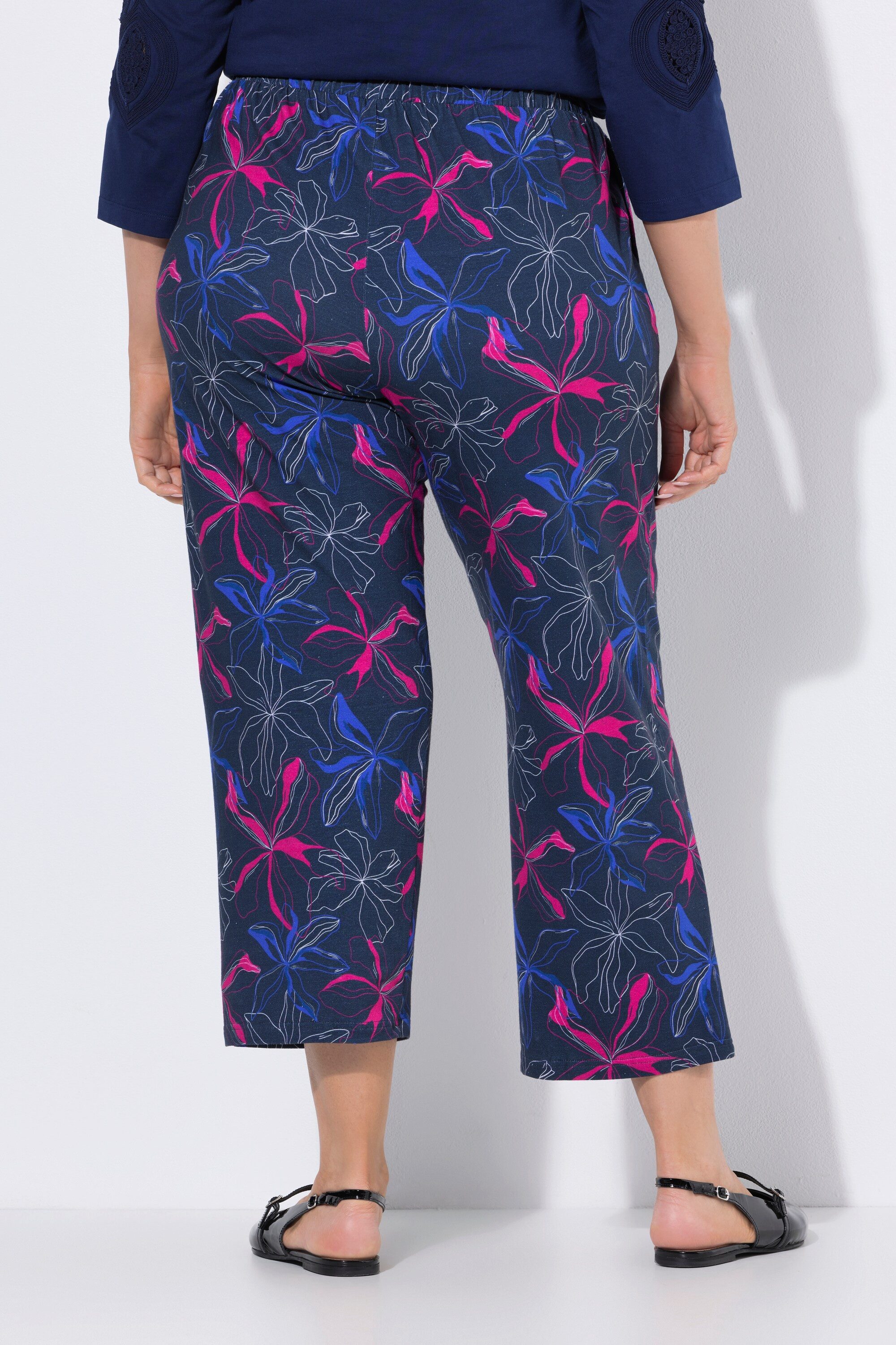 Ulla Popken Schlupfhose 7/8-Jerseyhose bedruckt gerades Bein Elastikbund
