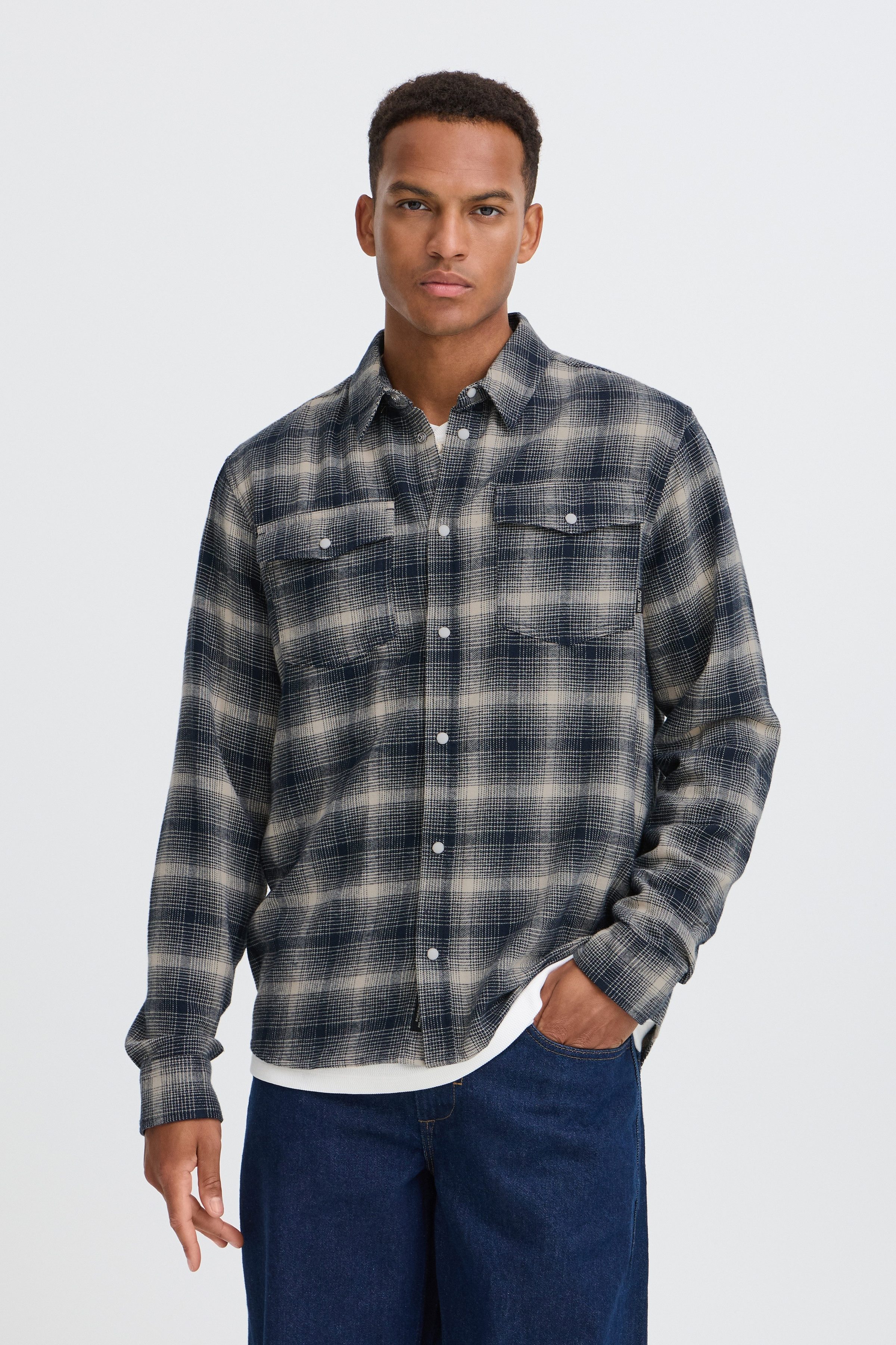 Blend Langarmhemd BHCLINT SHIRT CHECK Baumwolle, regular fit