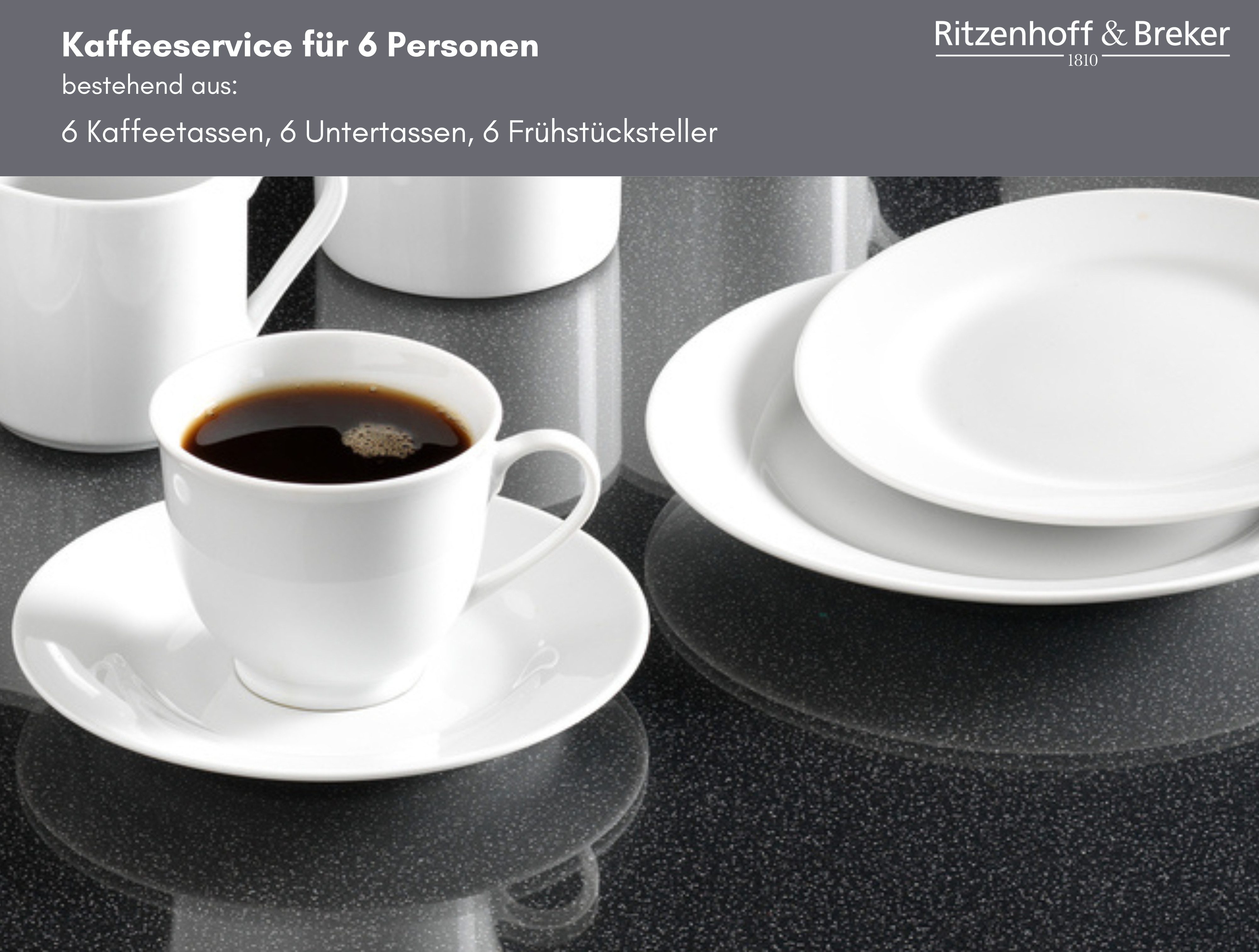 Ritzenhoff & Breker Kaffeeservice Bianco (18-tlg), 6 Personen, Porzellan, klassisch und schlicht, unifarben