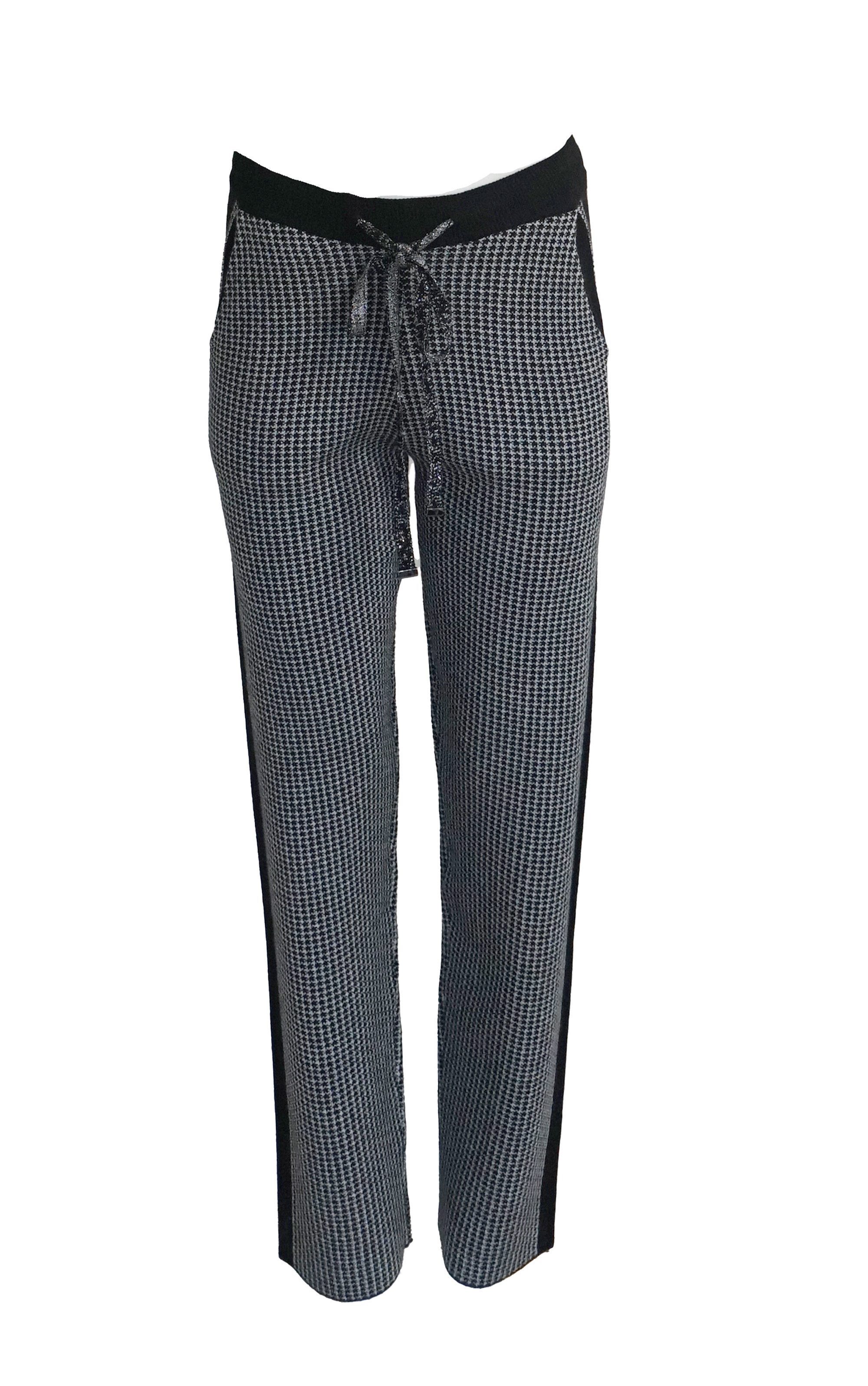 Passioni Strickhose mit Hahnentrittmuster mit seitlichem Streifendetail günstig online kaufen