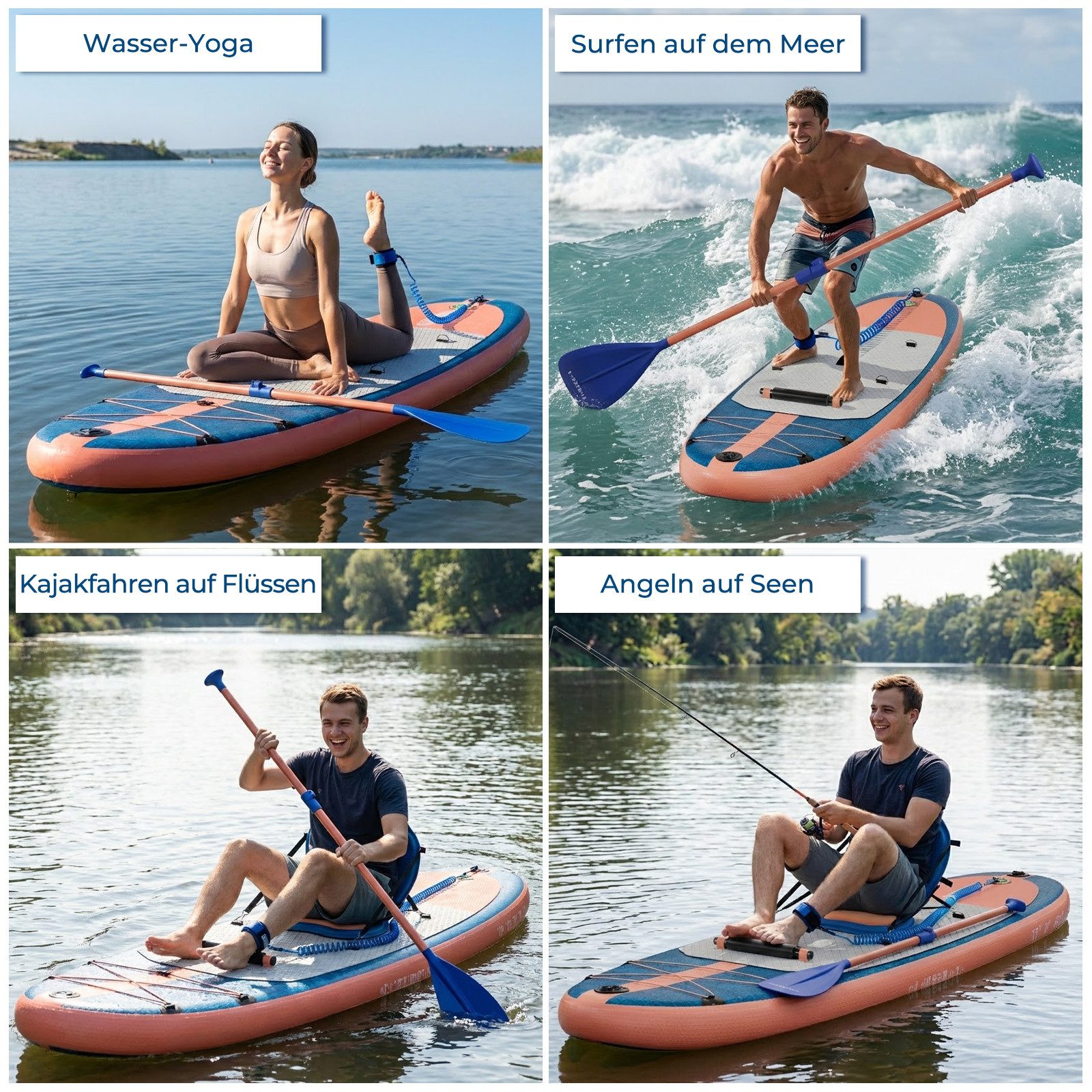 HOMALL Inflatable SUP-Board Aufblasbares Stand Up Paddle Board mit Halter, Sitz und Fußband, 320cm SUP-Board Set mit Action-Cam Halterung, Bis 130kg – Bild 4 von 5