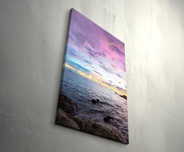 Sinus Art Leinwandbild Violetter Himmel am Meer - Leinwandbild