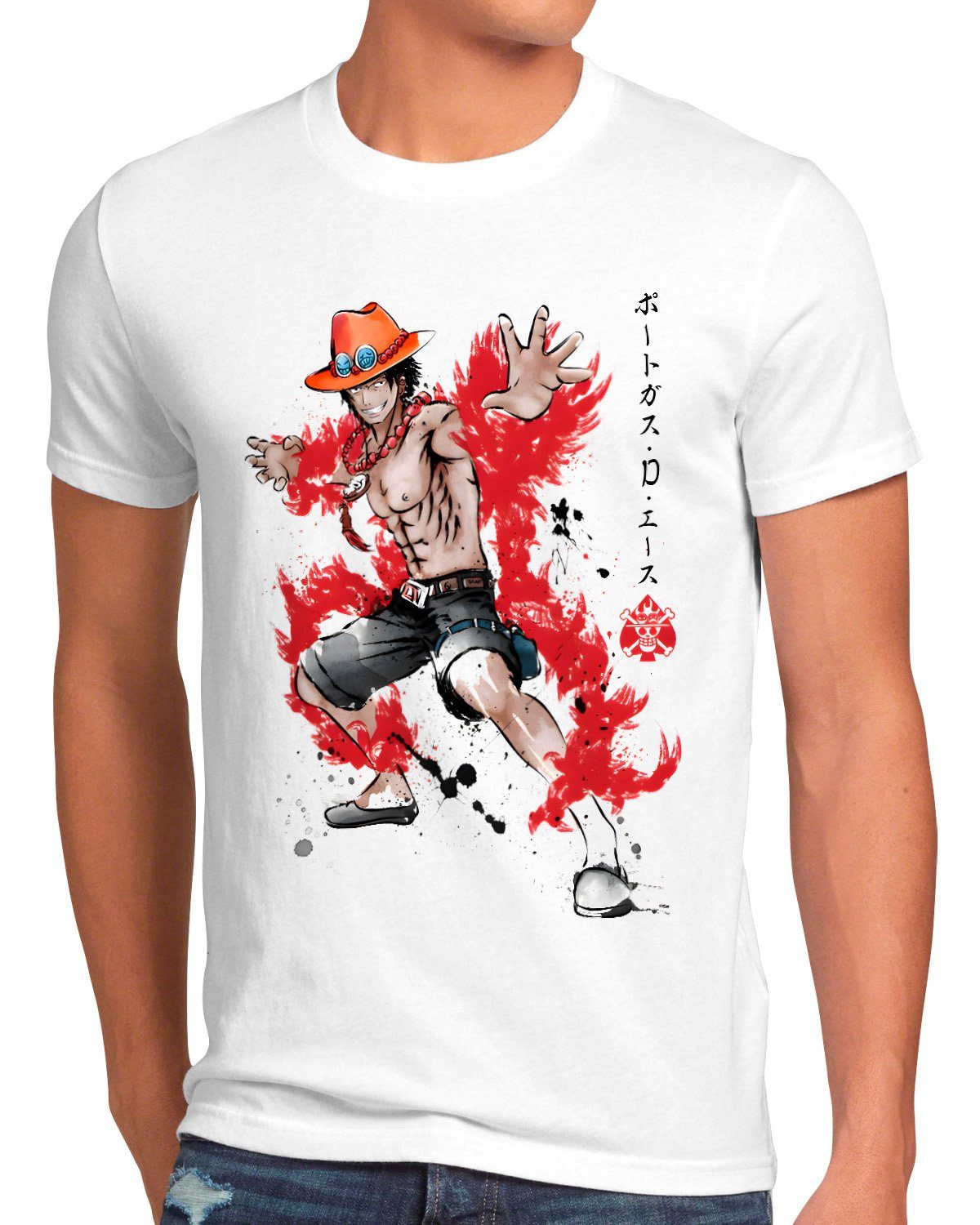 Fist manga Herren Print-Shirt one anime Fire japan style3 luffy piece T-Shirt