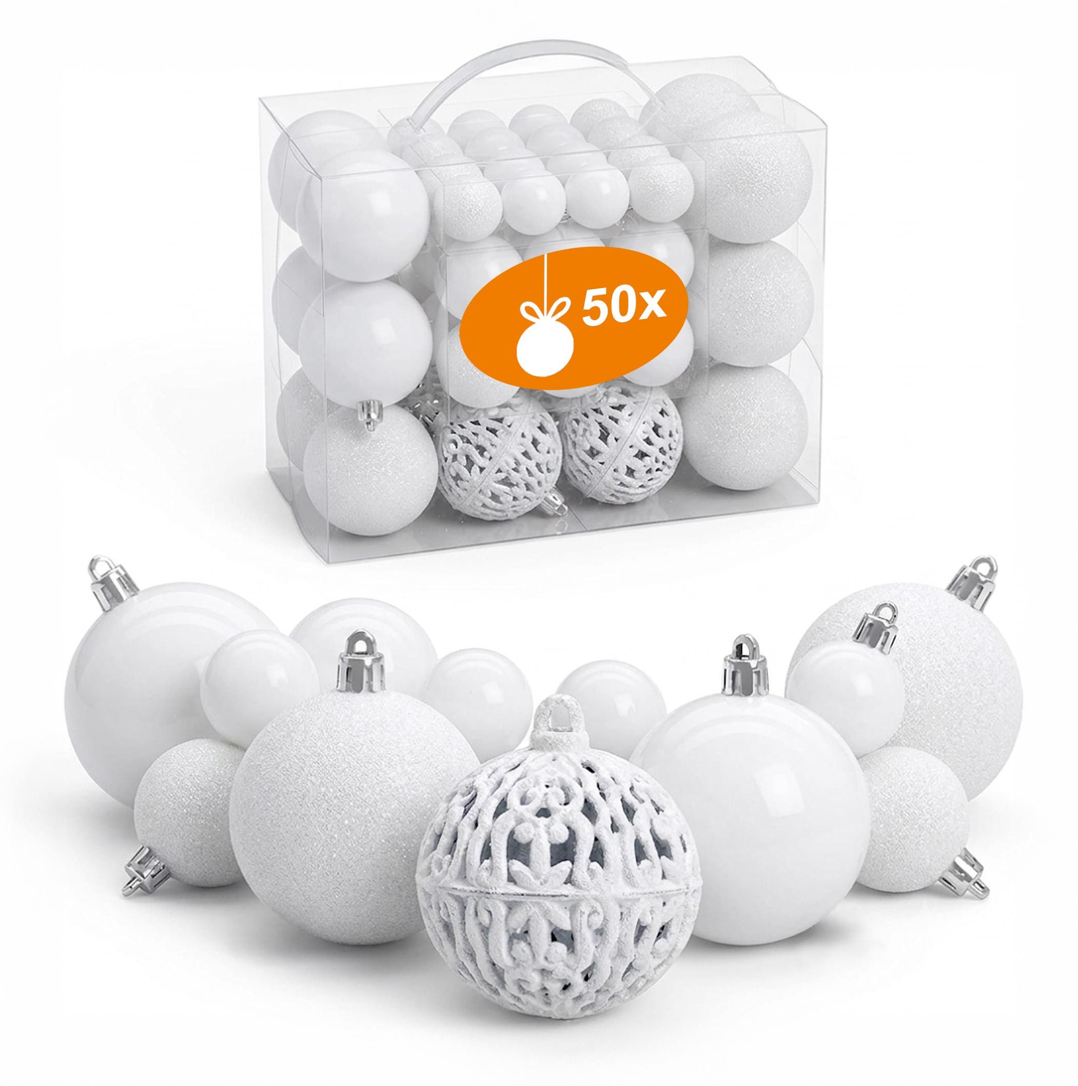 Spetebo Weihnachtsbaumkugel Kunststoff Christbaumkugel Set bruchsicher (50 St), inklusive Metall Haken