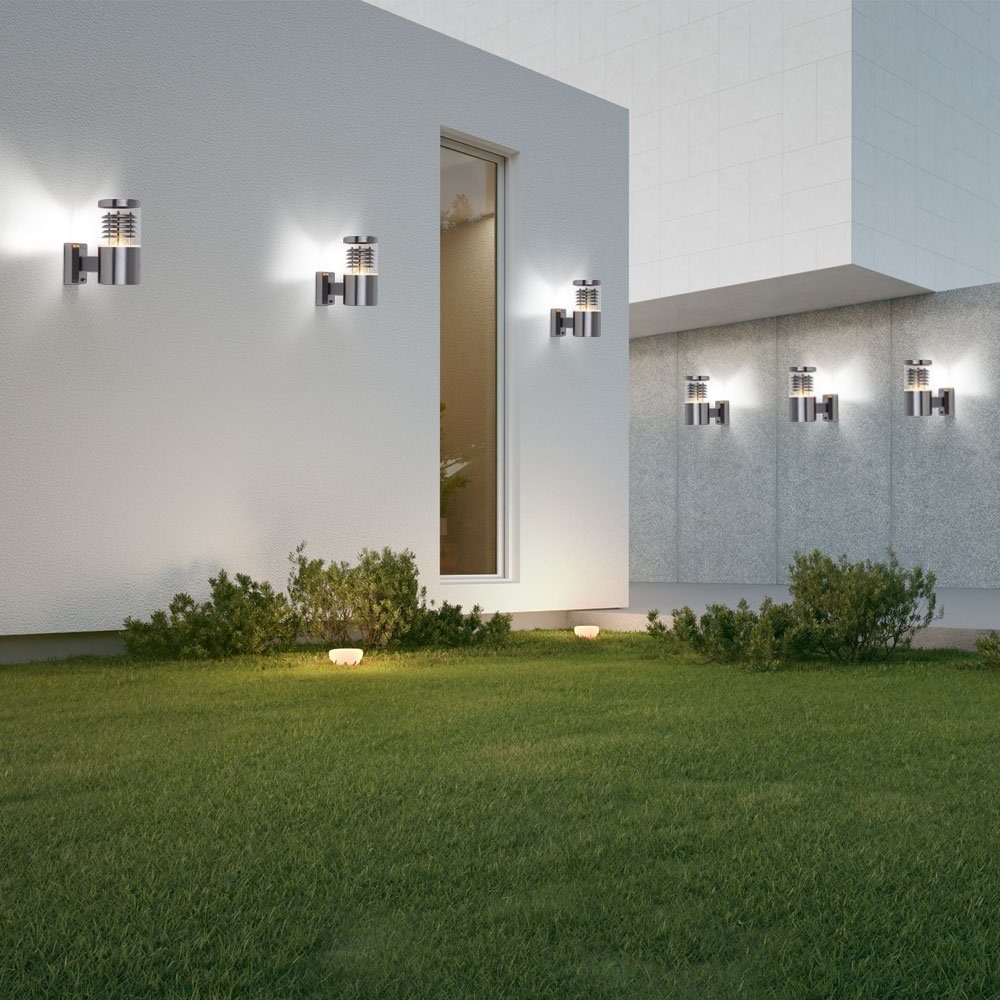 Warmweiß, inklusive, Außen-Wandleuchte, Gartenlampe Leuchtmittel etc-shop Wandleuchte Fassadenleuchte Edelstahl LED Außen