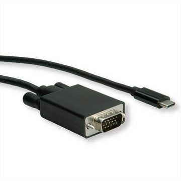 ROLINE USB Typ C - VGA Adapterkabel, ST/ST Audio- & Video-Adapter USB Typ C (USB-C) Männlich (Stecker) zu HD D-Sub 15-polig (HD-15), VGA Männlich (Stecker), 100.0 cm