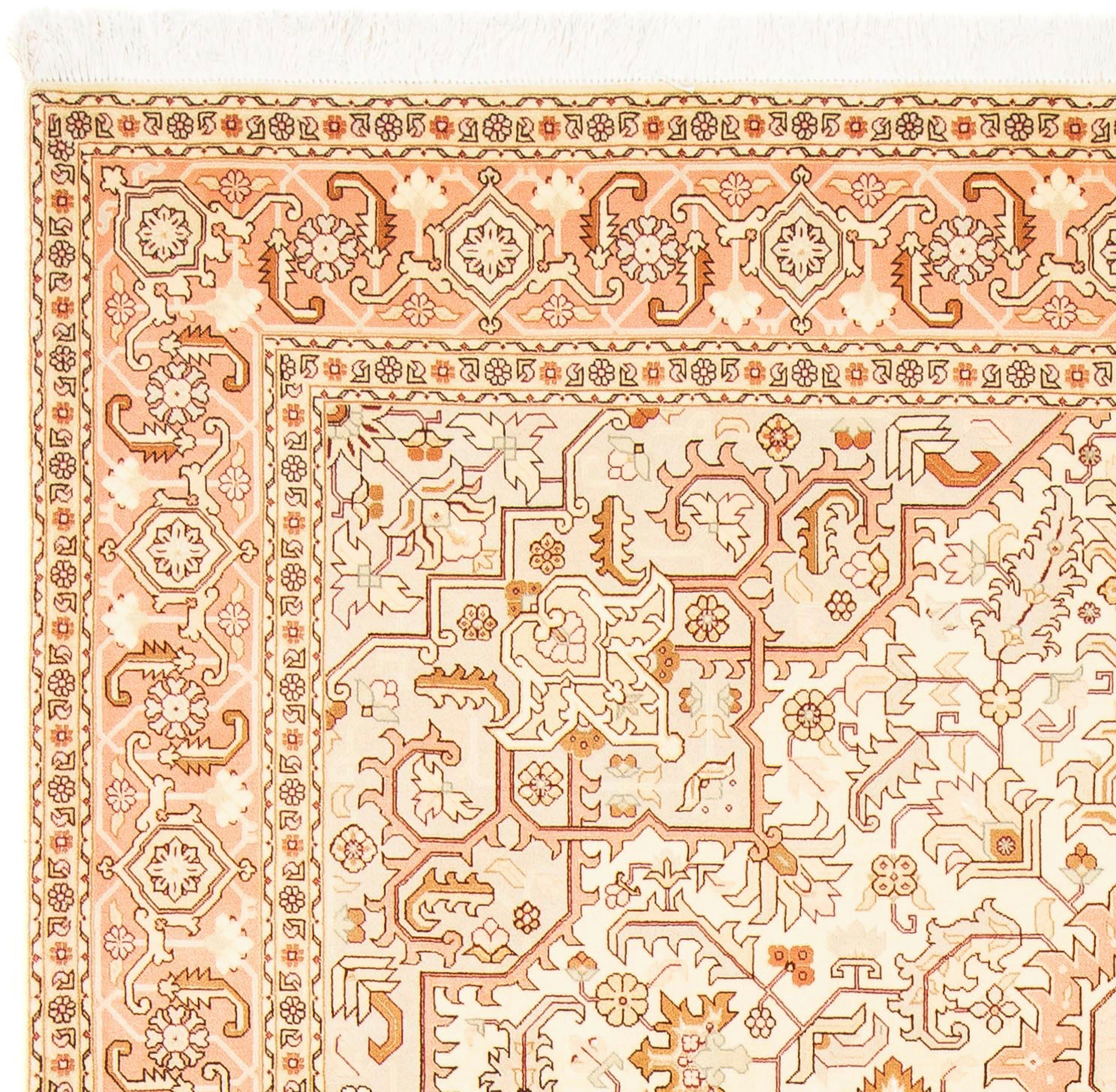 Orientteppich Handgeknüpft, beige, cm morgenland, mit 289 200 7 mm, Perser - - x rechteckig, Höhe: Zertifikat Täbriz - Royal - Wohnzimmer, Einzelstück