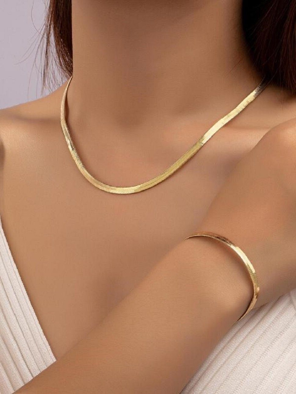 GOLDKLEIN Schmuckset Edelstahl Schmuck Armband Halskette Set vergoldet (2-tlg), Angebot - inkl. Schmuckbox