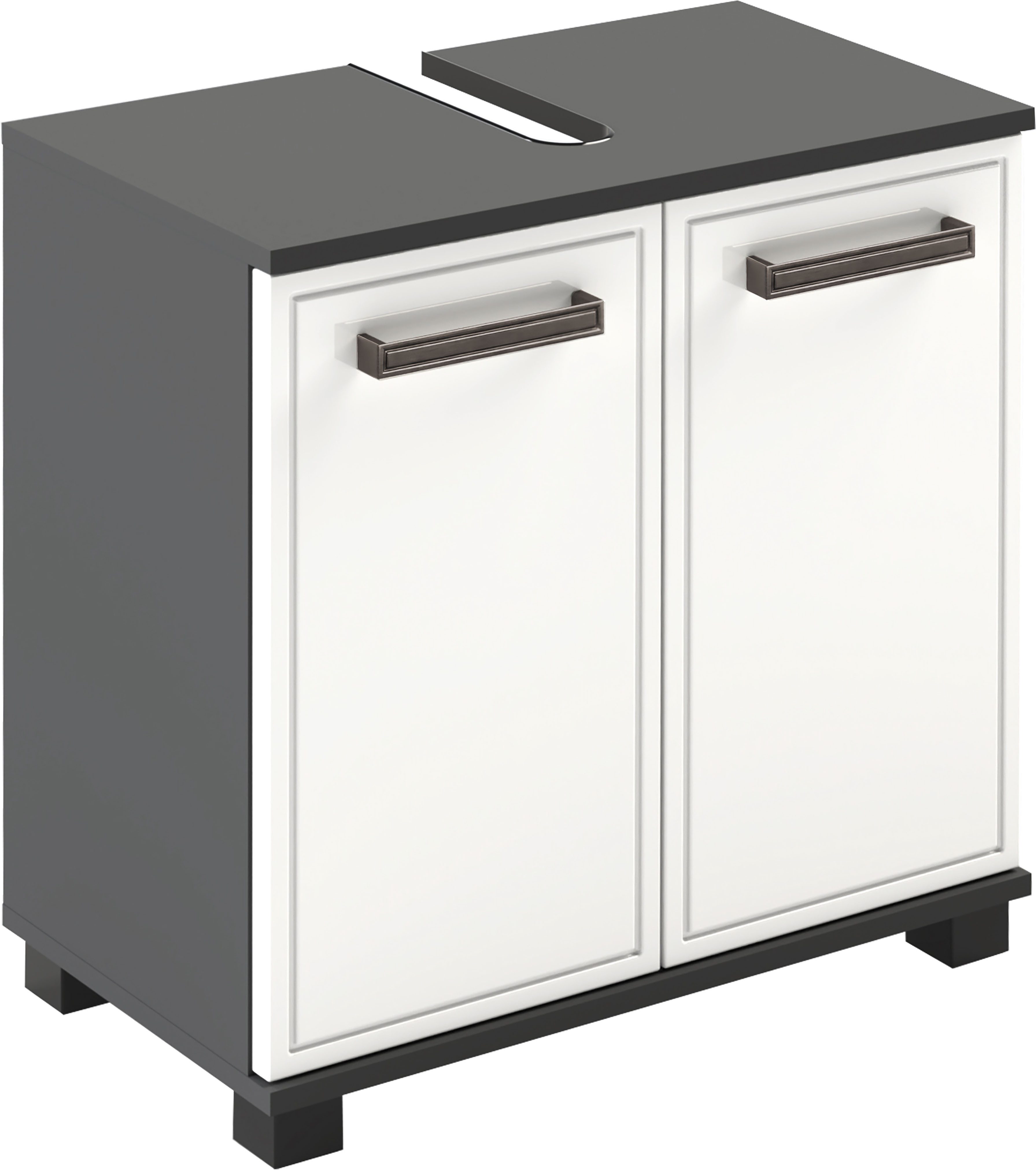 Schildmeyer Waschbeckenunterschrank ADANA, Breite 59,8 cm, 2 Türen, Siphonausschnitt, MADE IN GERMANY (1-St) tiefgezogene MDF-Fronten mit umlaufender Rahmenprägung,MADE IN GERMANY