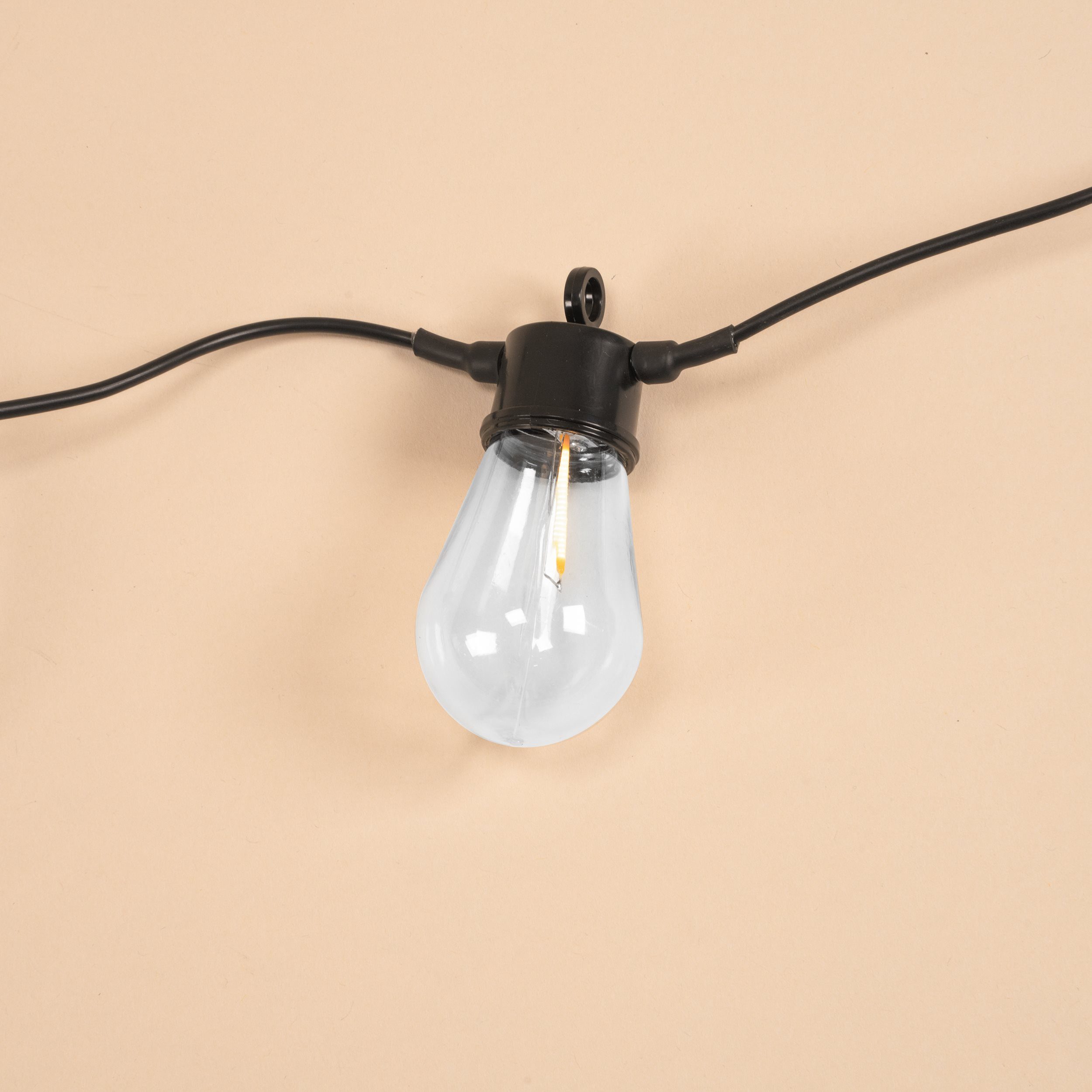 esotec LED-Lichterkette Solarkette Glühbirnen Retro-Look 6m +2m Zuleitung 2800K außen 102189, Retro-LED-Glühbirnen als Lichterkette
