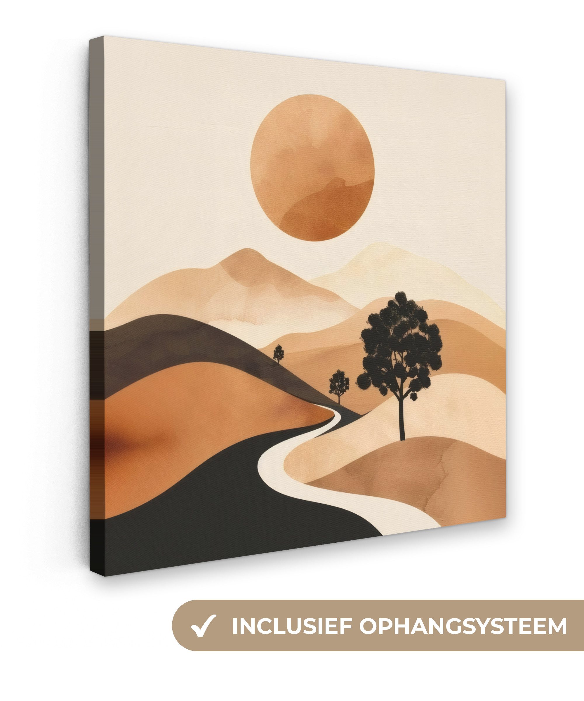 OneMillionCanvasses® Leinwandbild Sonne - Hügel - Baum - Abstrakt, Fotodruck (1 St), Wandbild, Deko Schlafzimmer Wohnzimmer Flur 20x20 cm