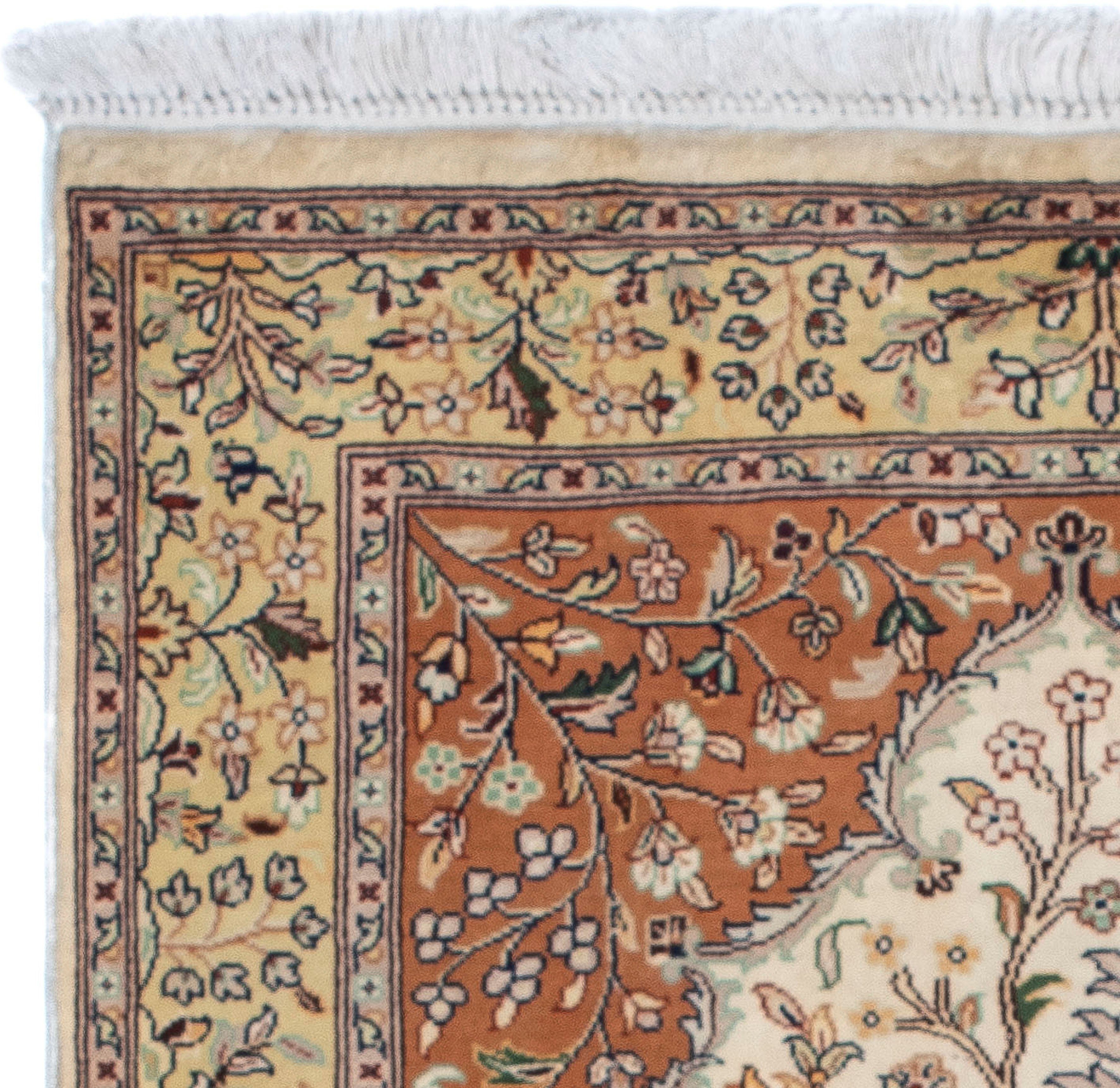 Seidenteppich Seidenteppich - Zertifikat - rechteckig, beige, cm 4 Kaschmir - Seide morgenland, mit Einzelstück 124 x Höhe: 76 Wohnzimmer, mm, Handgeknüpft