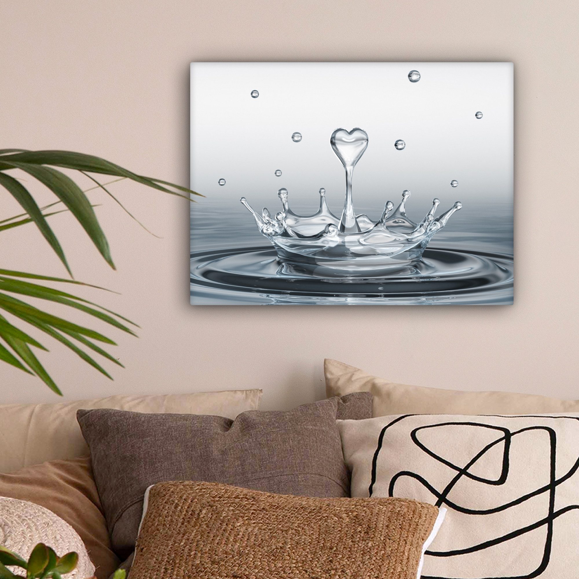 OneMillionCanvasses® Leinwandbild Abstrakt - Modern - Wasser - Herz, Fotodruck (1 St), Wandbild Leinwandbilder, Aufhängefertig, Wanddeko 40x30 cm