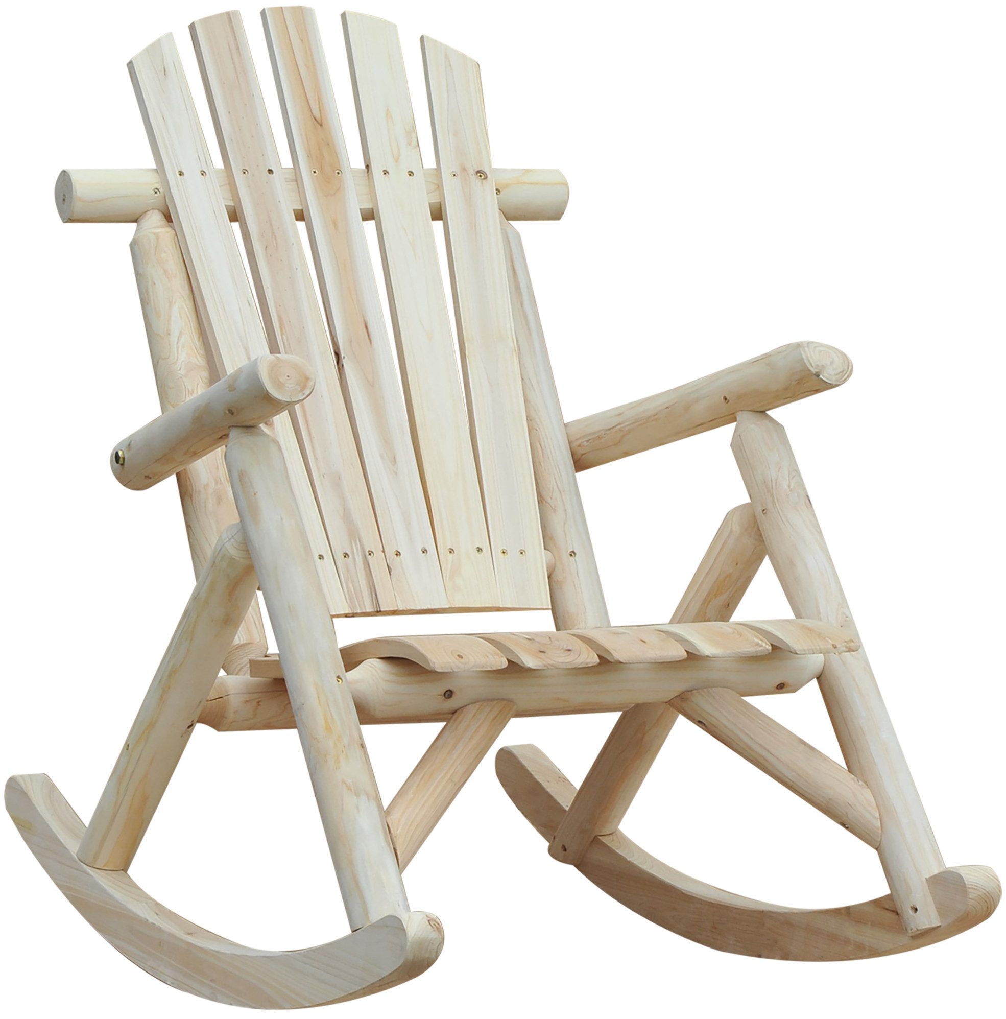 MODFU Schaukelstuhl Gartenstuhl 96x66x98 cm Tannenholz Natur Schwingsessel Relaxstuhl (Schaukel Sessel mit natürlichem Holzdesign für Wohnbereich, 1 St), Gartenstuhl Holz Schaukel für Balkon Terrasse Garten