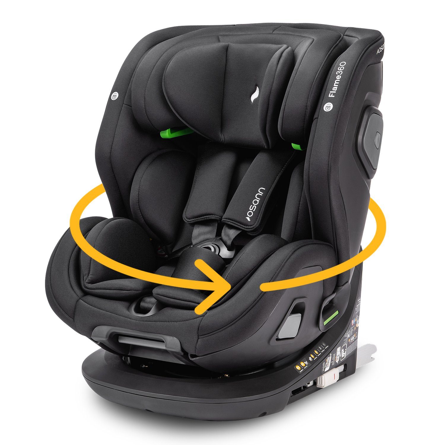 mit drehbarer und bis: Osann Flame360, Geburt, Top-Tether Isofix cm Reboarder 150 von 12 ab: 40 Black Autokindersitz bis Jahre,