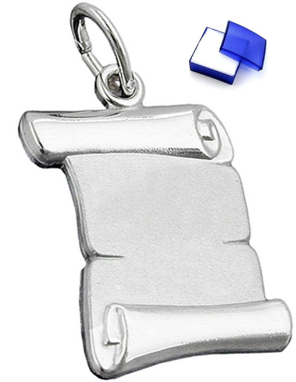 Kettenanhänger Anhänger Dokumentrolle matt glänzend 925 Silber 20 x 14 mm