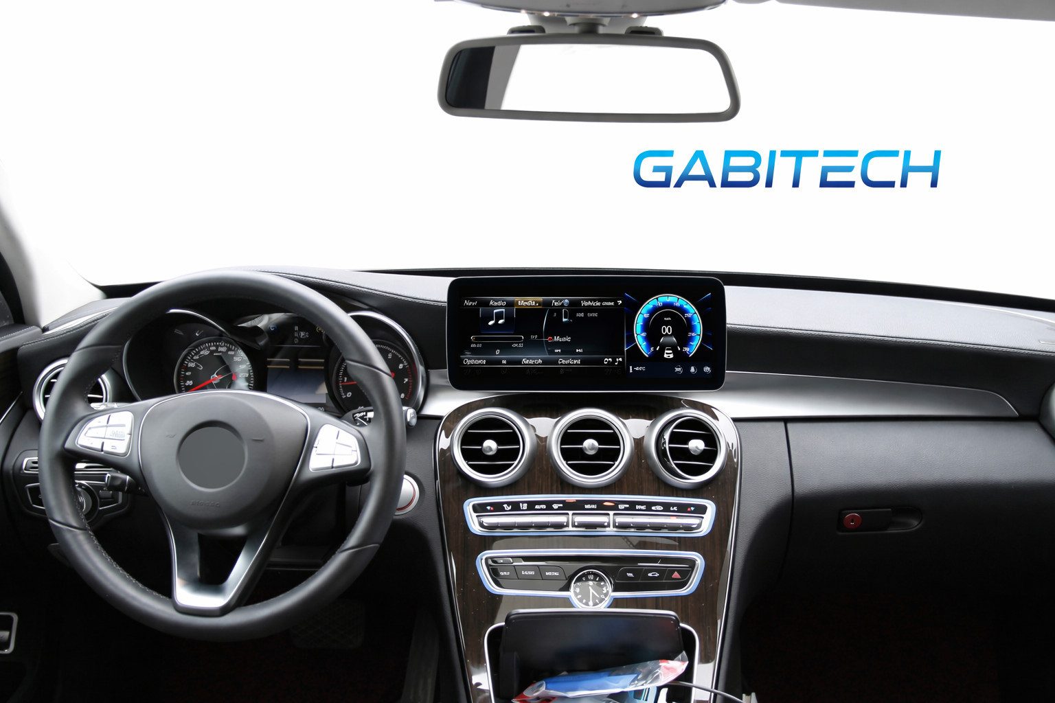 GABITECH Android 14 Autoradio CarPlay GPS für Mercedes C/GLC/V/X W205 NTG 5.0 Autoradio (Bluetooth, WLAN (Wi-Fi), Mobilfunknetz (3G/4G/optional 5G), Drahtlose Verbindung mit Handy, USB-Verbindung, Drahtlos Carplay und Android Auto. Octa-Core. Qualcomm)