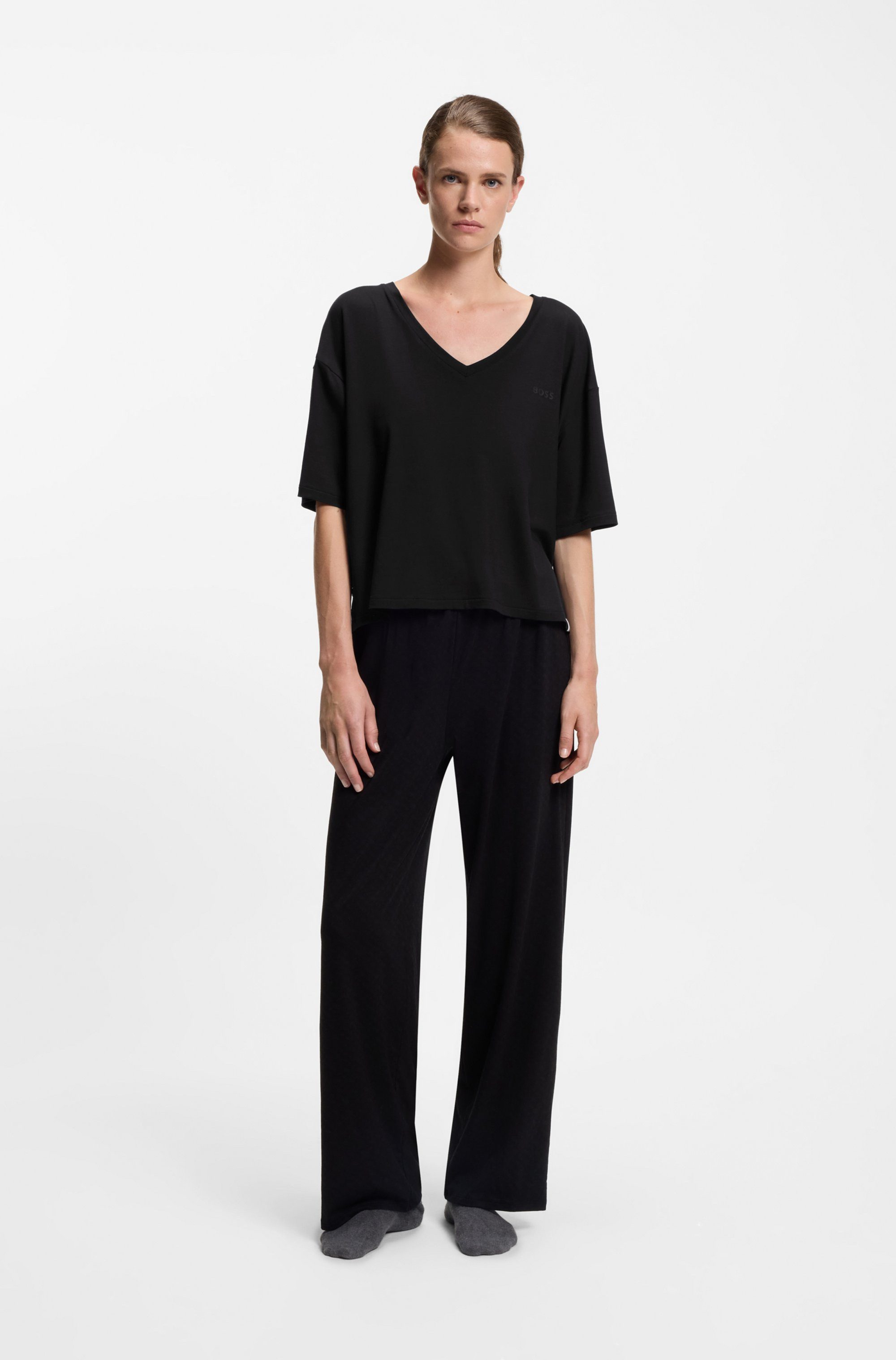 BOSS Pyjamahose Logo mit Monogramm-Print und Logo-Applikation