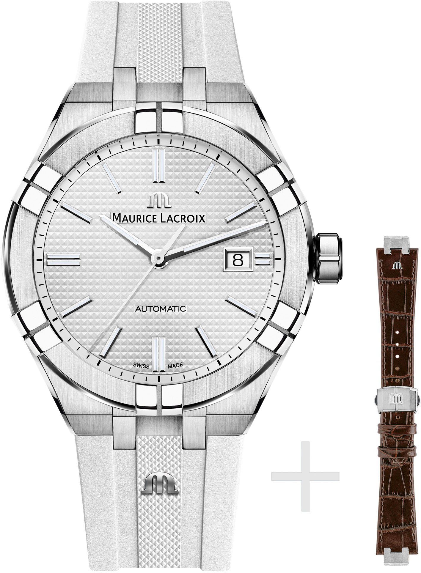 MAURICE LACROIX Automatikuhr Aikon Automatik, AI6008-SS00B-130-G, (Set, 2-tlg., Uhr mit braunem Wechselarmband aus Leder) | Schweizer Uhren