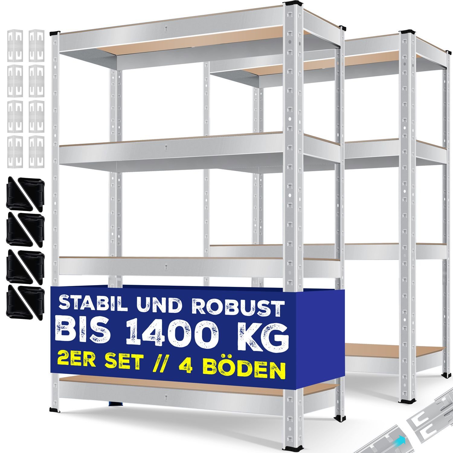 MASKO Schwerlastregal, 2er-Set Lagerregal Schwerlastregal, Kellerregal günstig online kaufen